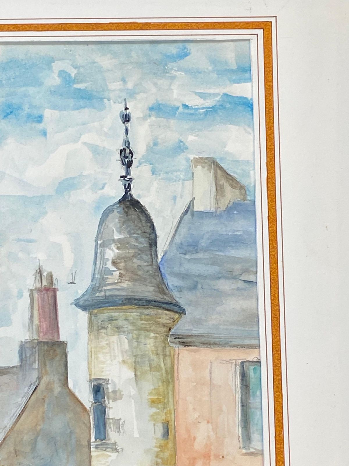 Unknown1950's French Modernist/ Cubist Painting Signed, Light Colour French Buildings1950 photo buy