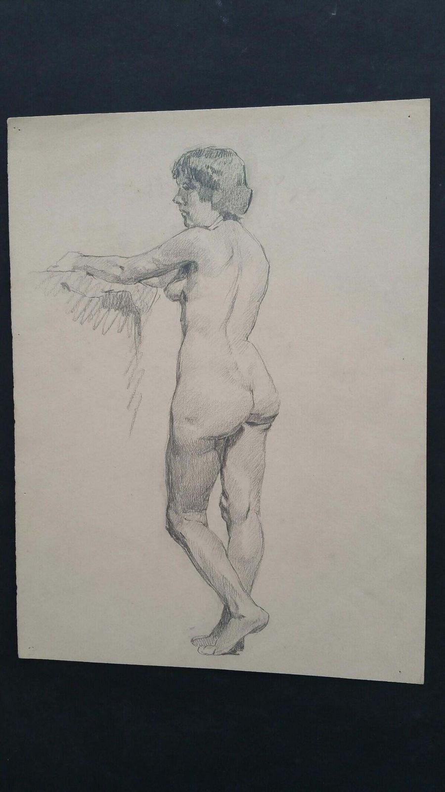 Unknownenglish Graphite Portrait Sketch Of Female Nude, Standingcirca 1880 1905 photo 199.0