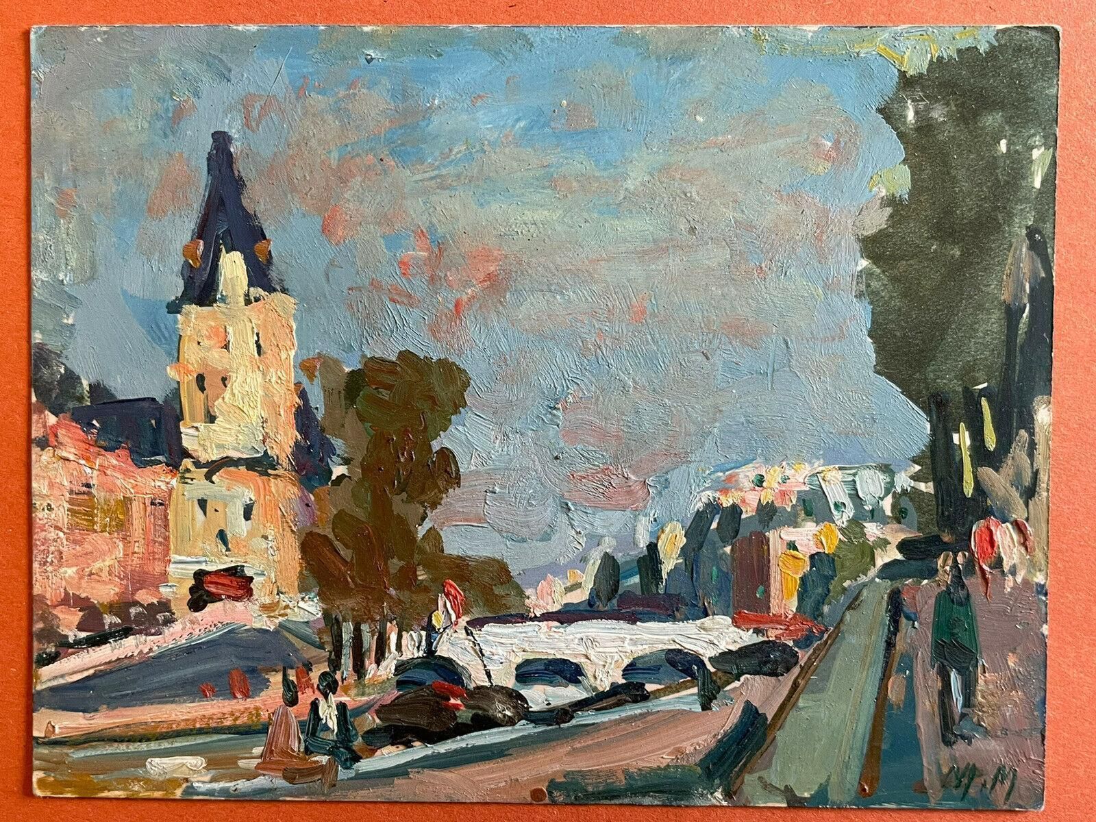 Unknownmaurice Mazeilie, French Impressionist Signed Oil, Paris View River Seine20th Century photo furniture