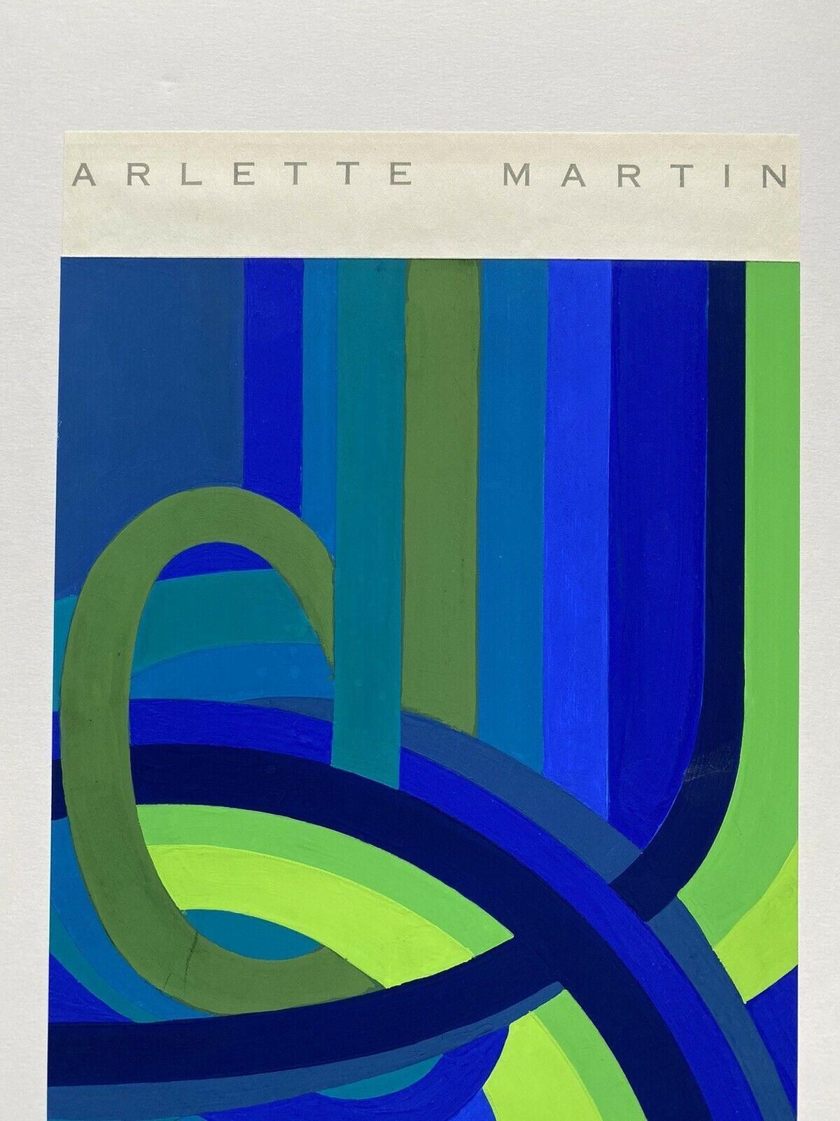 Unknownarlette Martin French Geometric Abstract Painting, Blue & Green Design20th Century photo buy