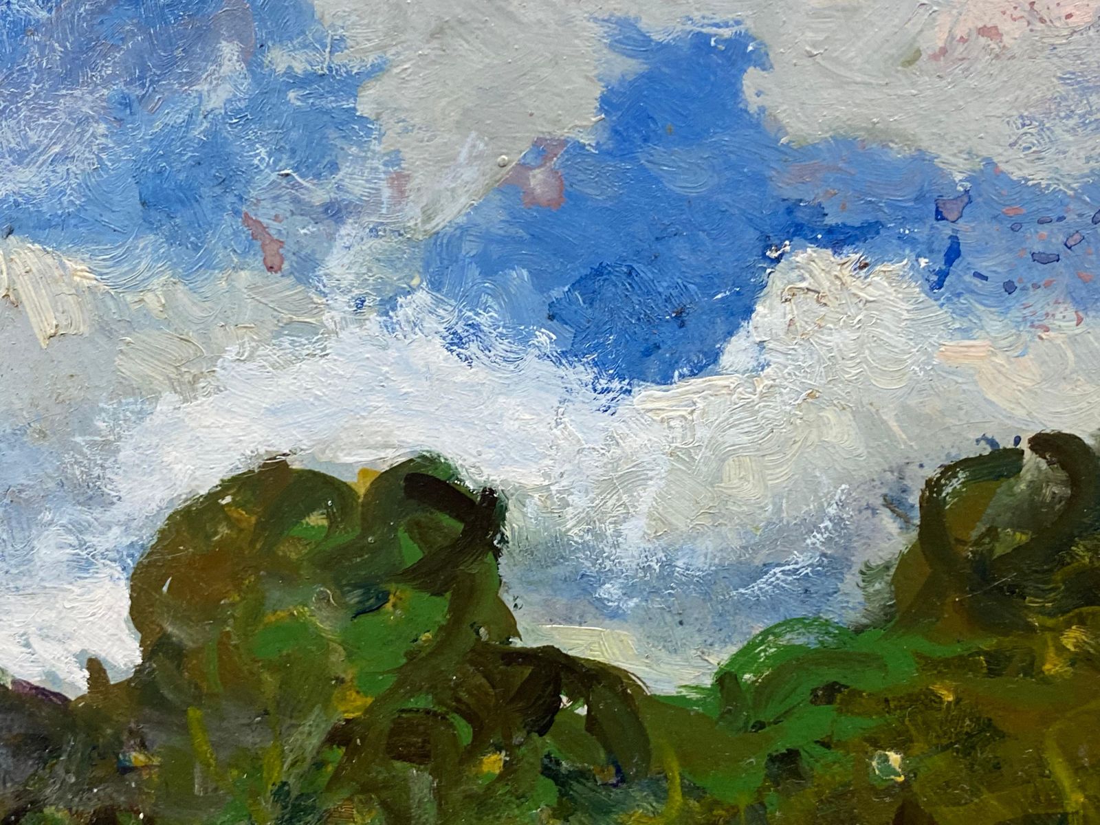 Unknownfrench Impressionist Oil, Pastoral Landscape Lush Green Fields21st Century photo 341.0