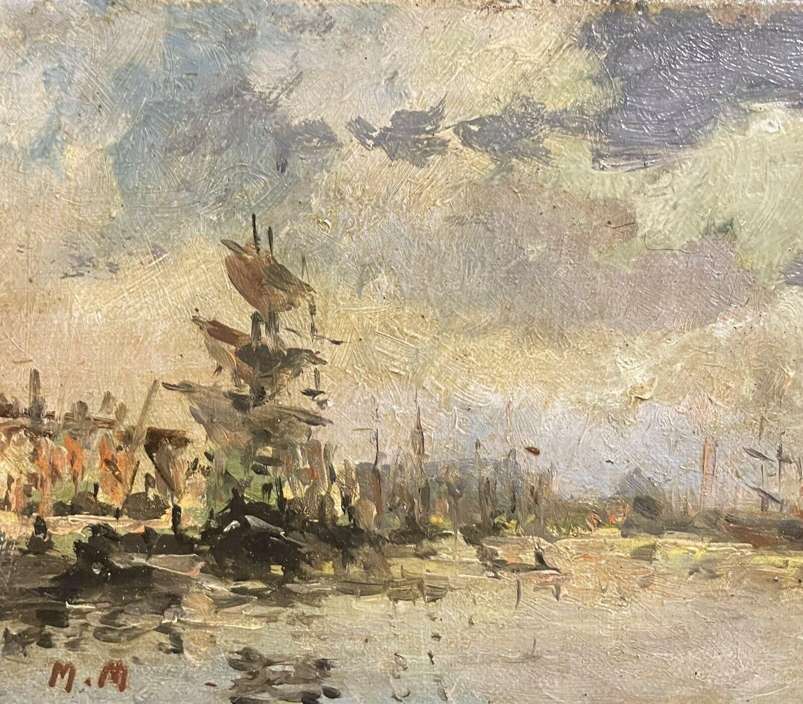Unknownmaurice Mazeilie French Impressionist Signed Oil, Tall Ship In French Harbour1990 1999 photo for sale