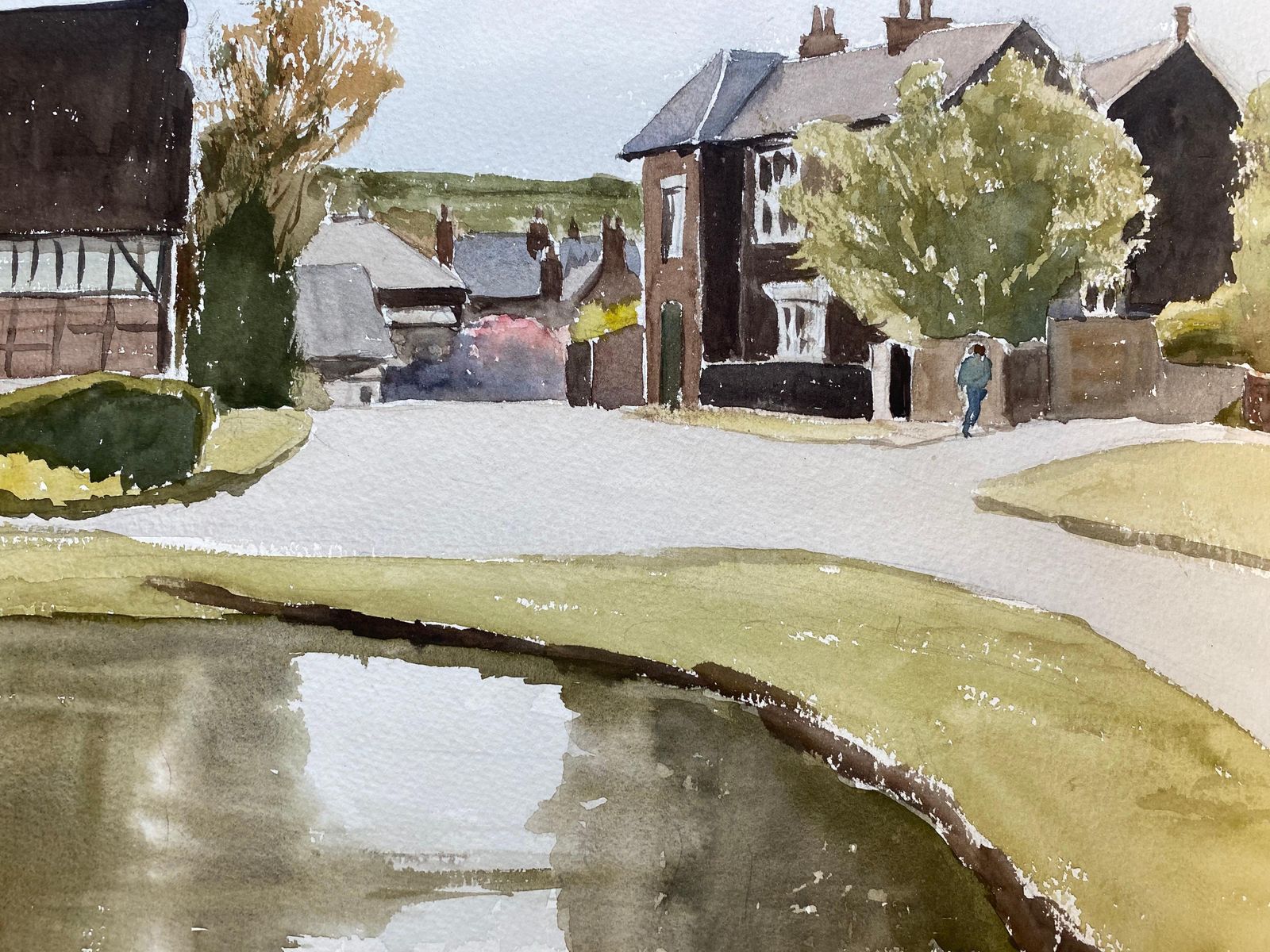 Unknownenglish Rural Country Village, Signed Original British Watercolour Paintingcirca 1970s photo 229.0