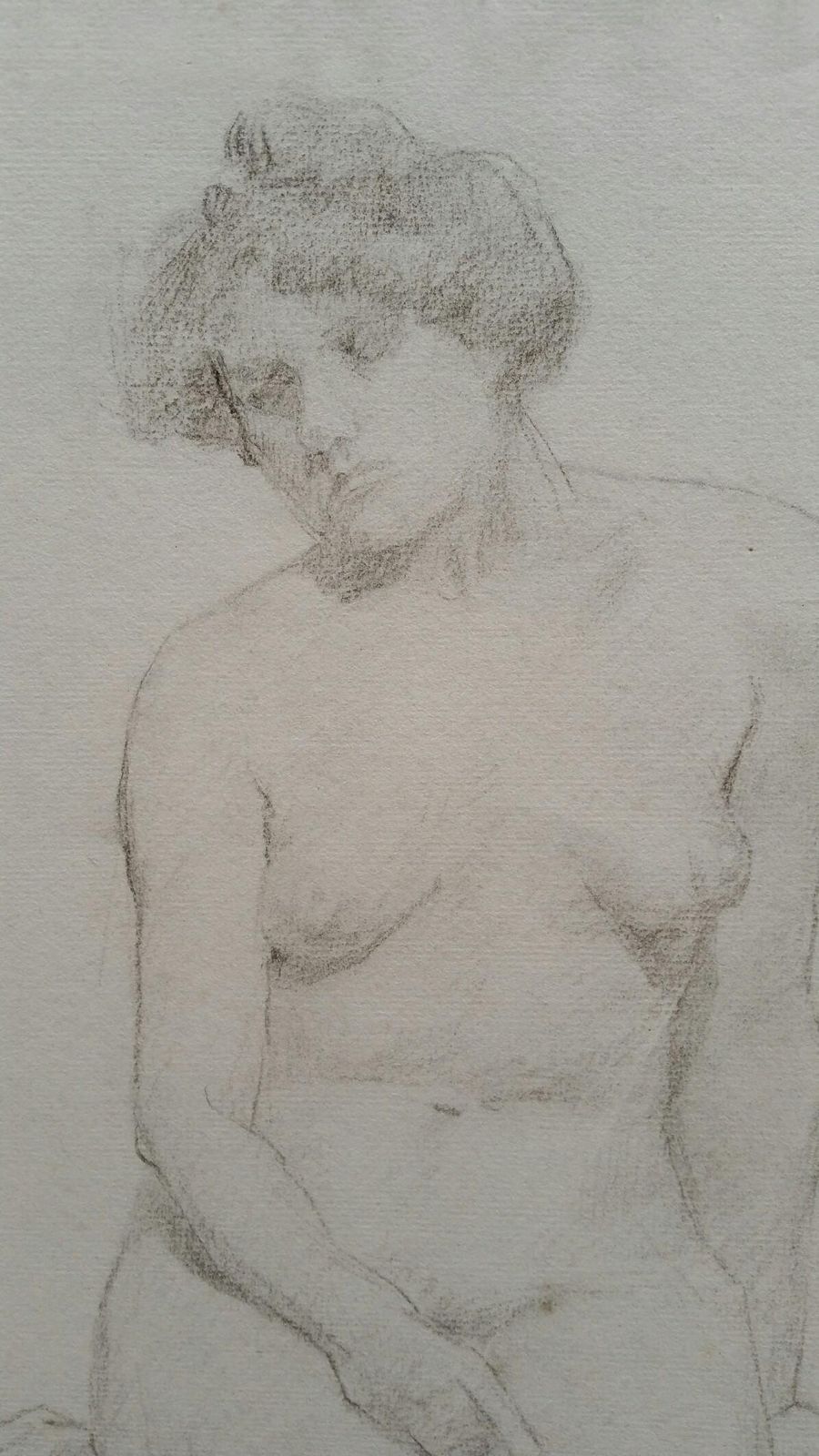 Unknownenglish Graphite Portrait Sketch Of Female Nude, Seatedcirca 1880 1905 photo vintage