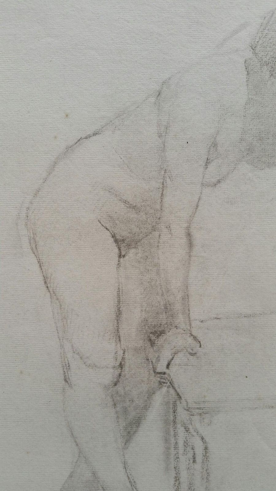 Unknownenglish Graphite Portrait Sketch Of Female Nude, Leaningcirca 1880 1905 photo vinterior