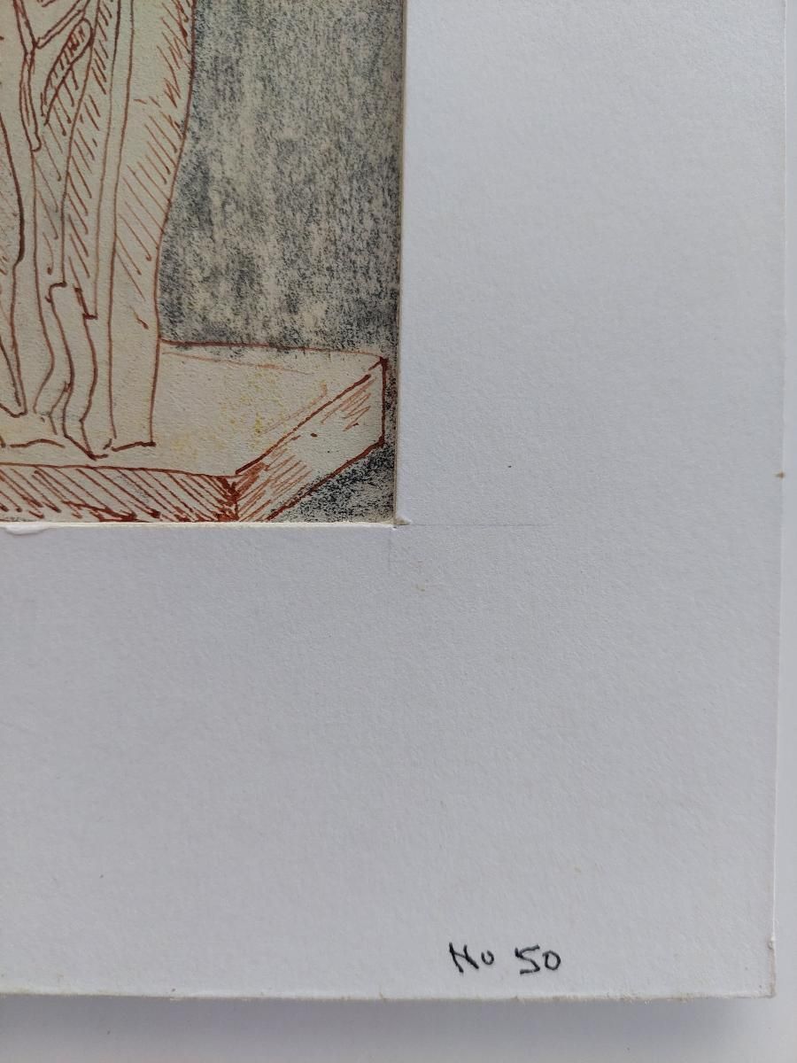 Bernard Labbe20th Century French Modernist Cubist Ink Sketch, Religious Statue20th Century photo buy