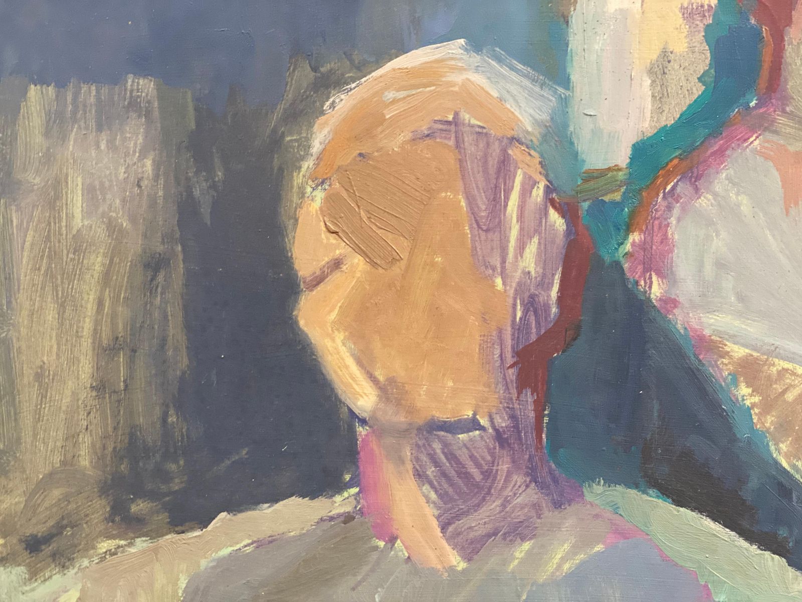Unknownlarge 1960's British Original Oil Painting, Abstract Of Two Mencirca 1960s photo Art