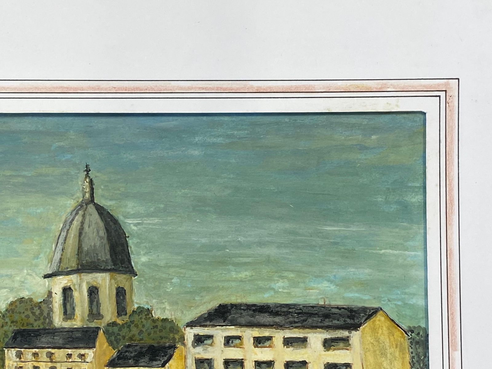 Unknown1950's French Modernist/ Cubist Signed Painting, French Landscape By The River1950 photo 265.0