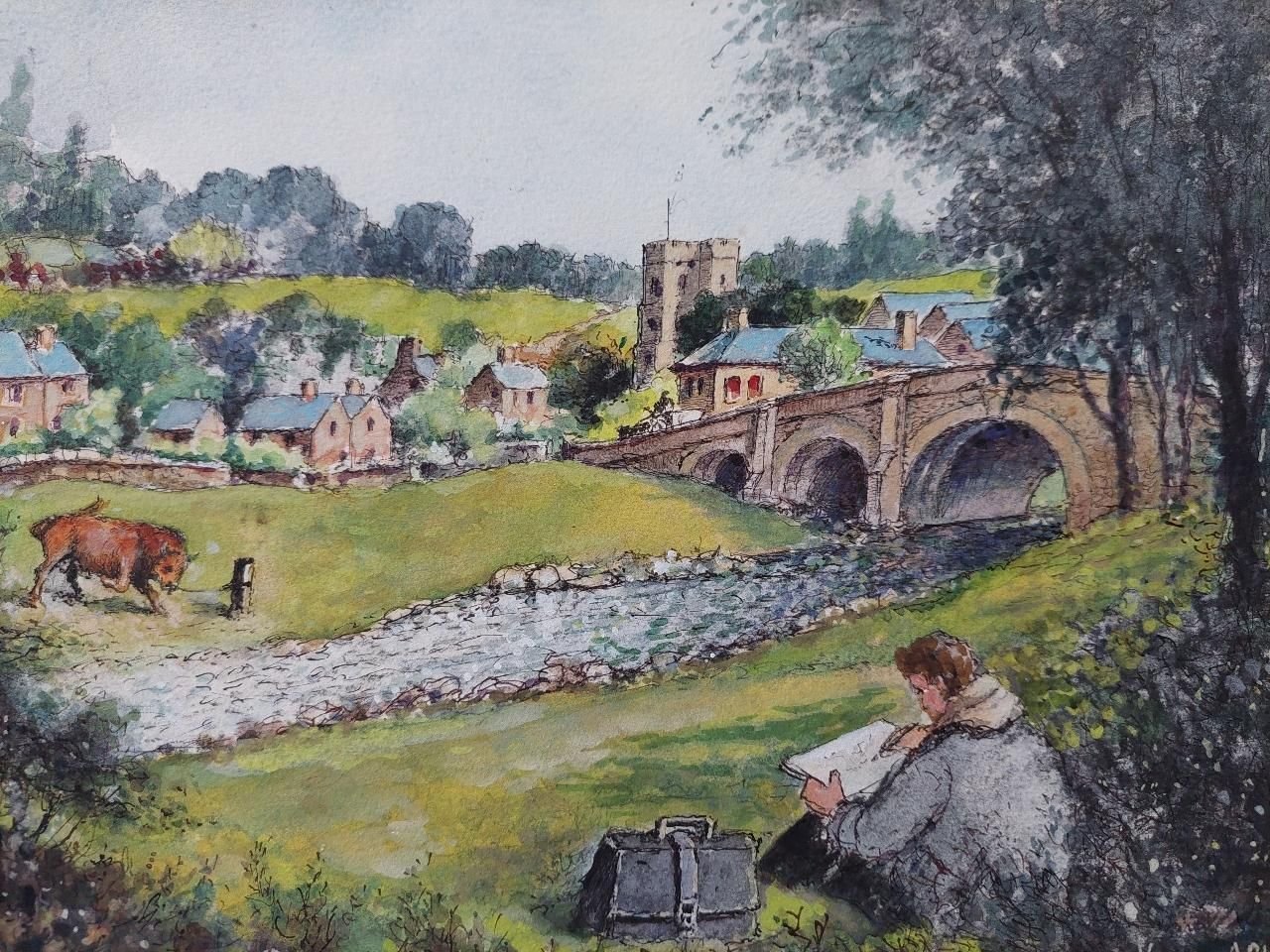 photo for sale English  School19th Century Traditional English Painting Of An Artist Sketching In Yorkshire20th Century
