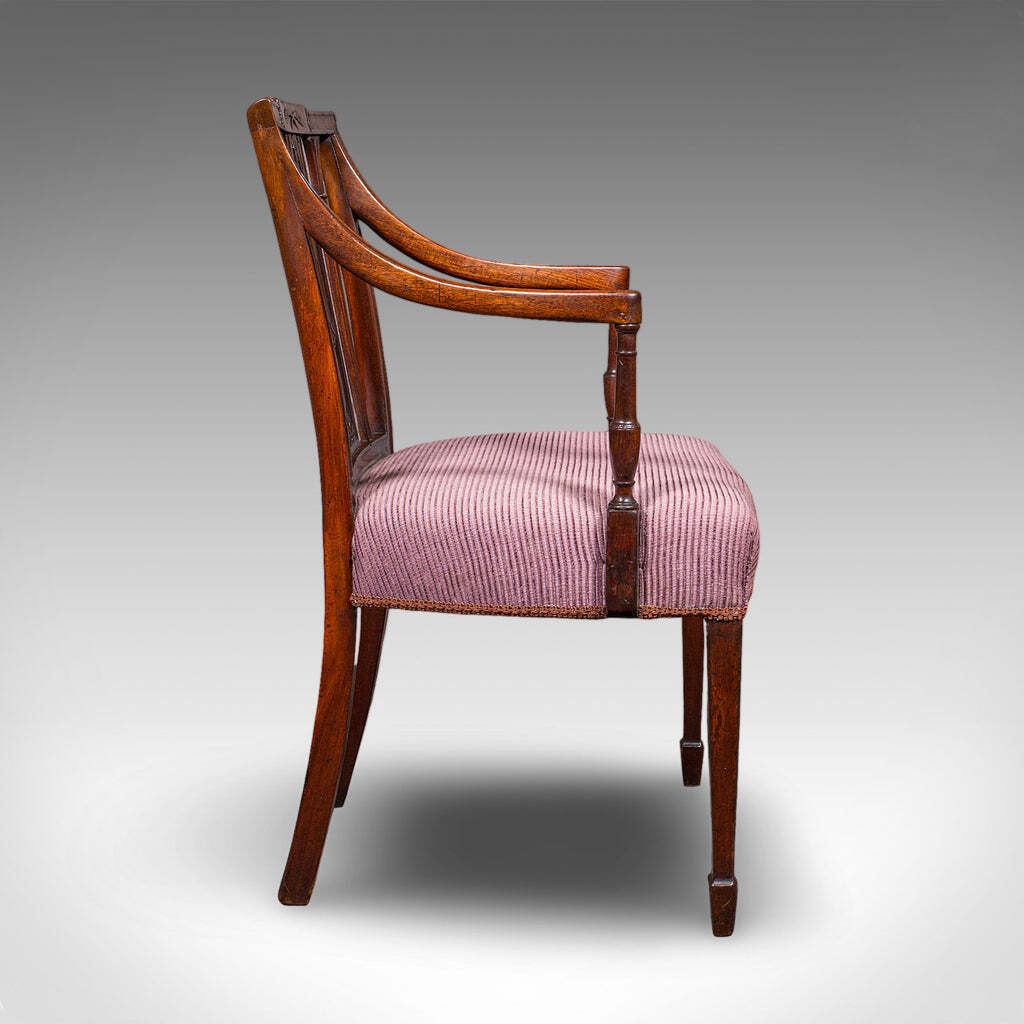 Antique Morning Room Chair English Desk Elbow Seat Sheraton Taste Georgian photo for sale