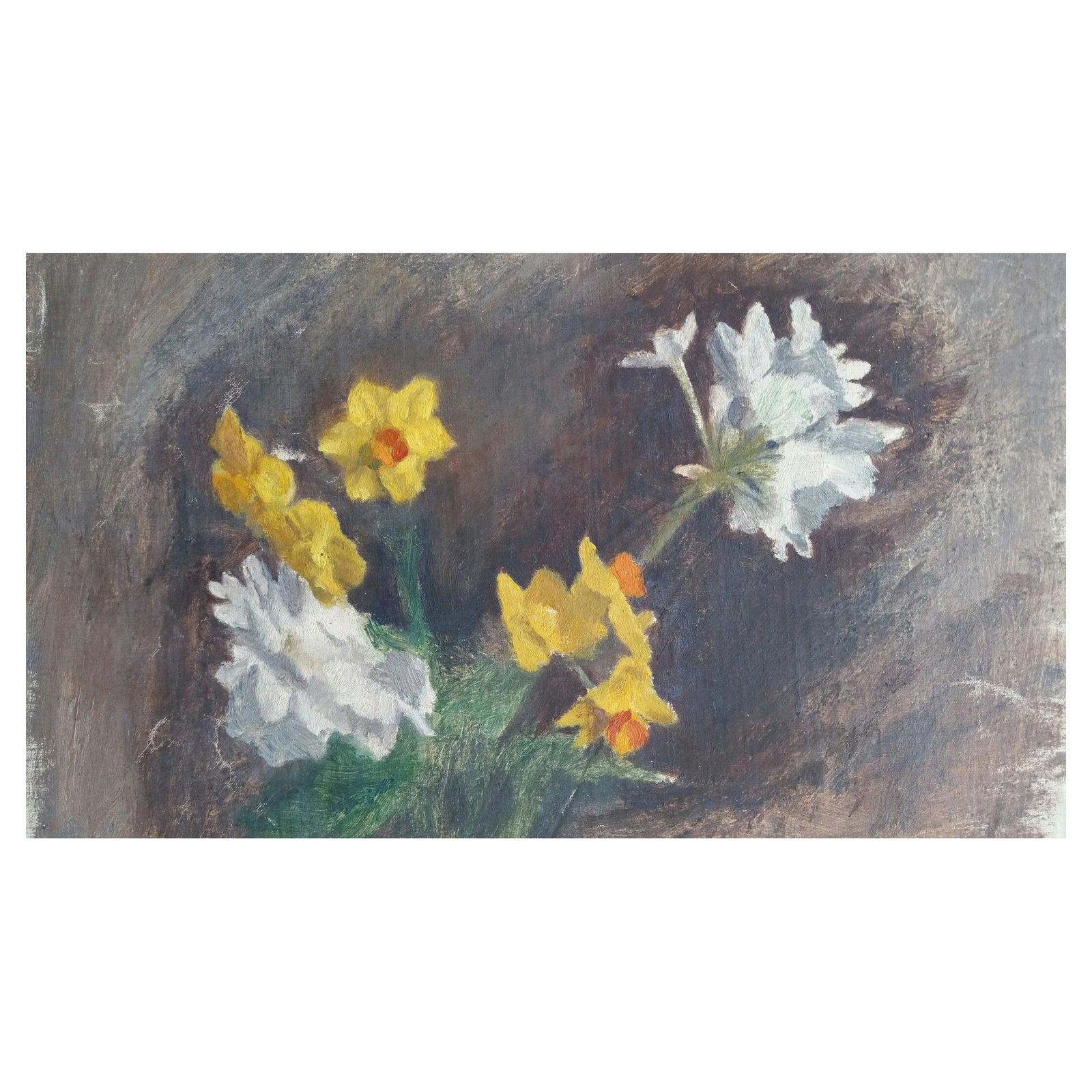 Unknownenglish Vintage Oil Painting On Canvas, Spring Flowerscirca 1880 1905