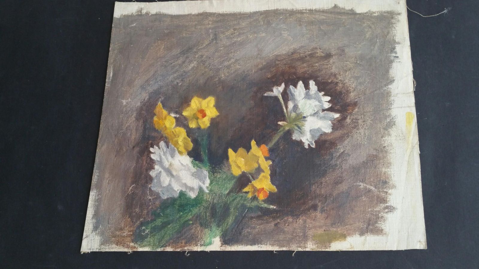 Unknownenglish Vintage Oil Painting On Canvas, Spring Flowerscirca 1880 1905 photo vintage