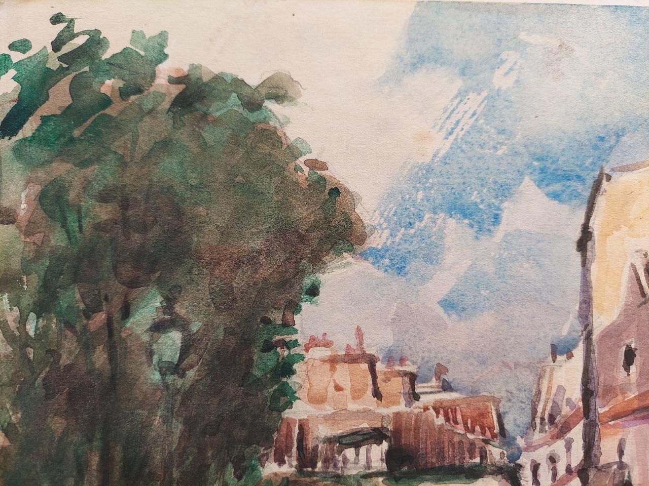 Maurice Mazeiliefrench, Modernist Cubist Painting Bustling Paris Street Scene20th Century photo buy