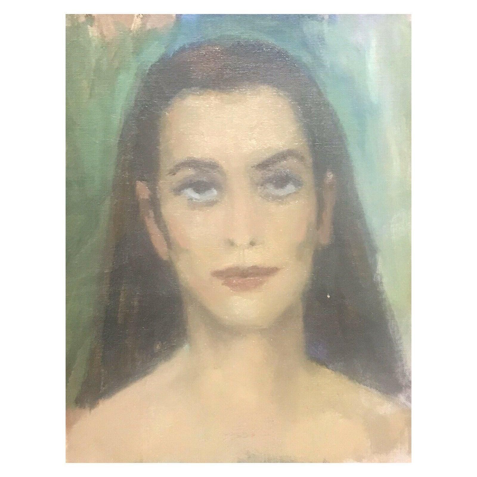 Akos Biroakos Biro Expressionist Oil Portrait Of A Lady Brown Haircirca 1950s