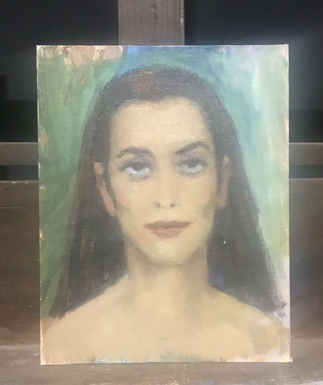 Akos Biroakos Biro Expressionist Oil Portrait Of A Lady Brown Haircirca 1950s photo furniture