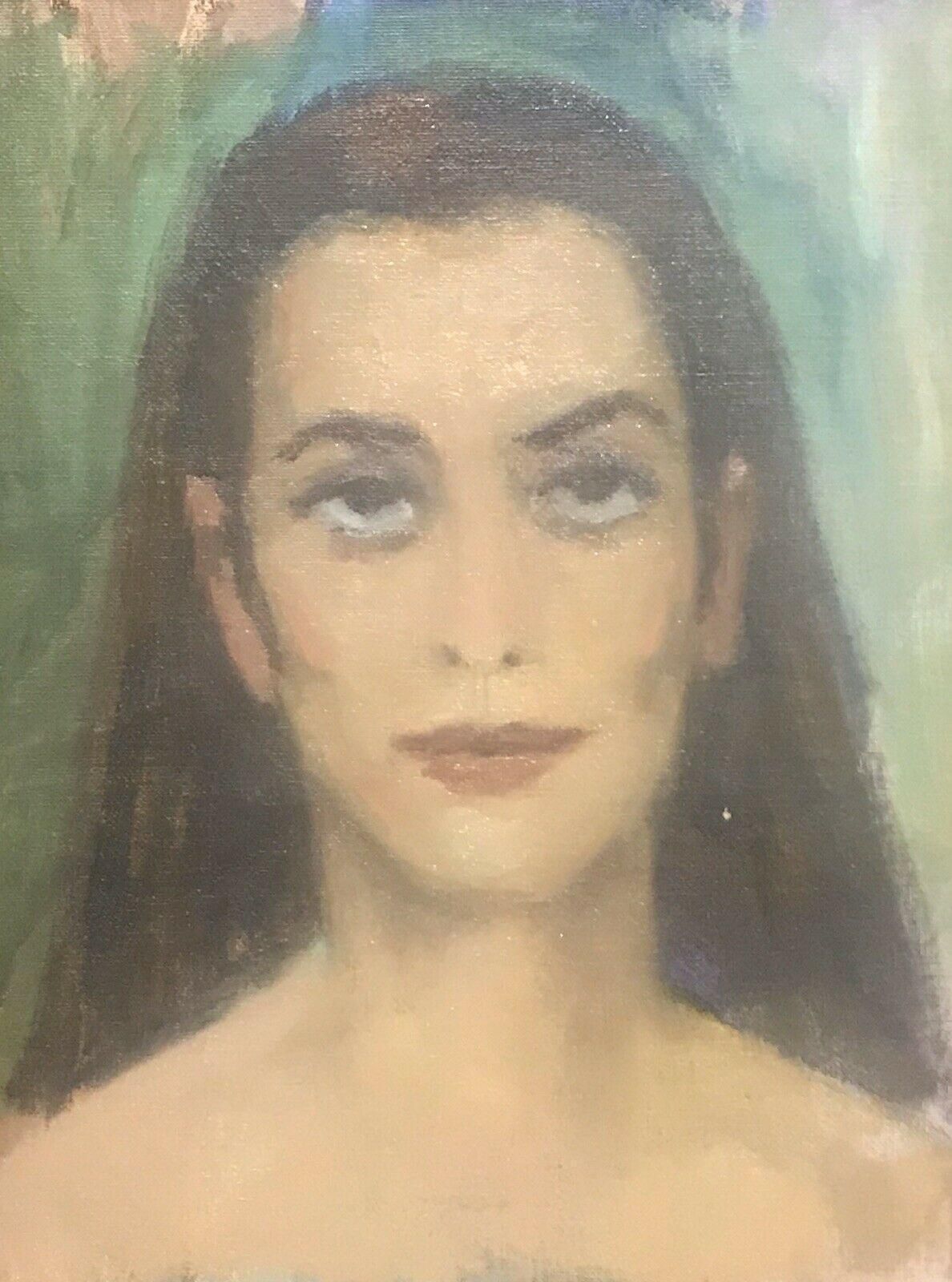 Akos Biroakos Biro Expressionist Oil Portrait Of A Lady Brown Haircirca 1950s photo vinterior