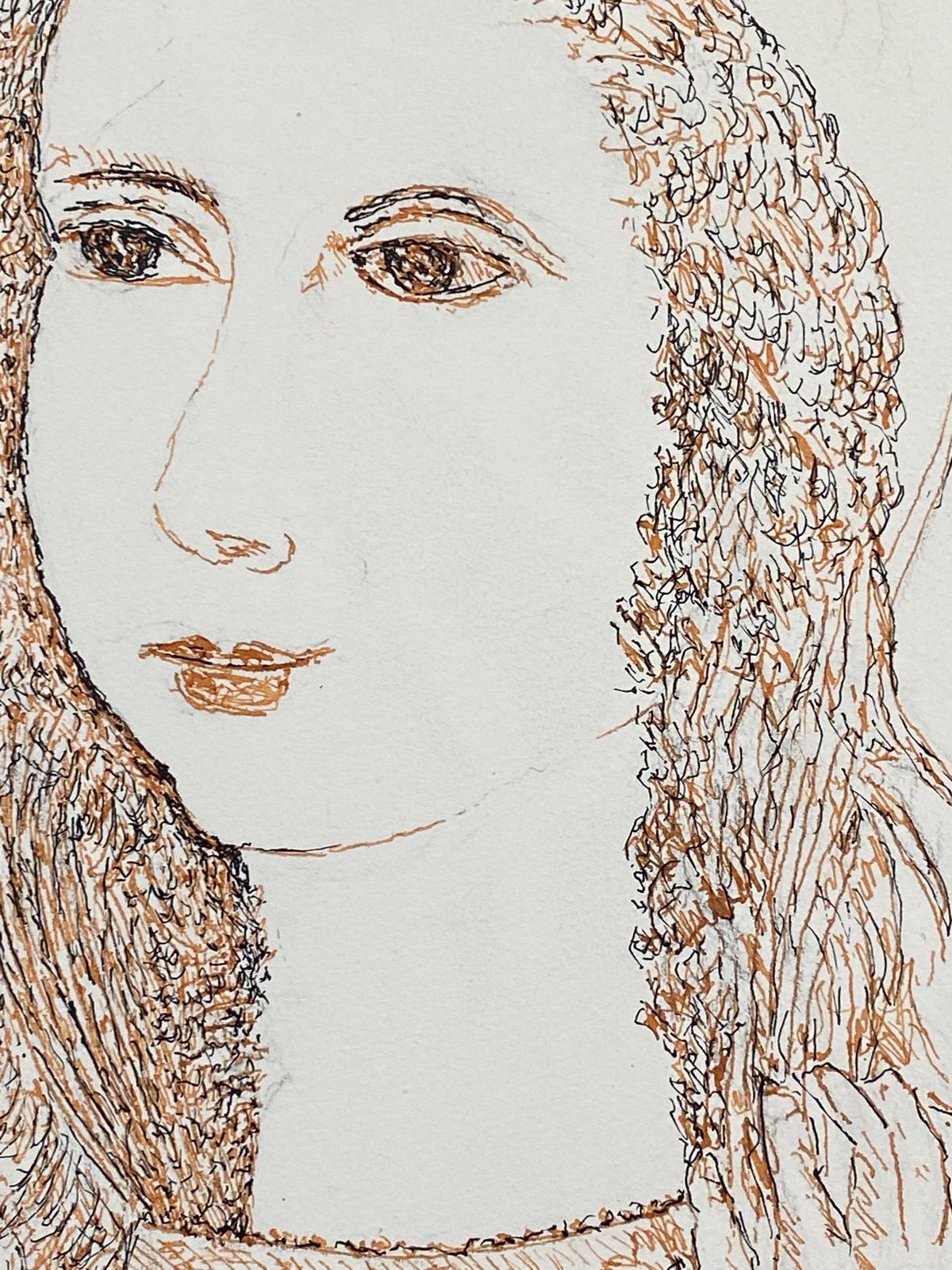 Unknown1950's French Modernist/ Cubist Drawing   Portrait Of Lady1950 photo 193.0