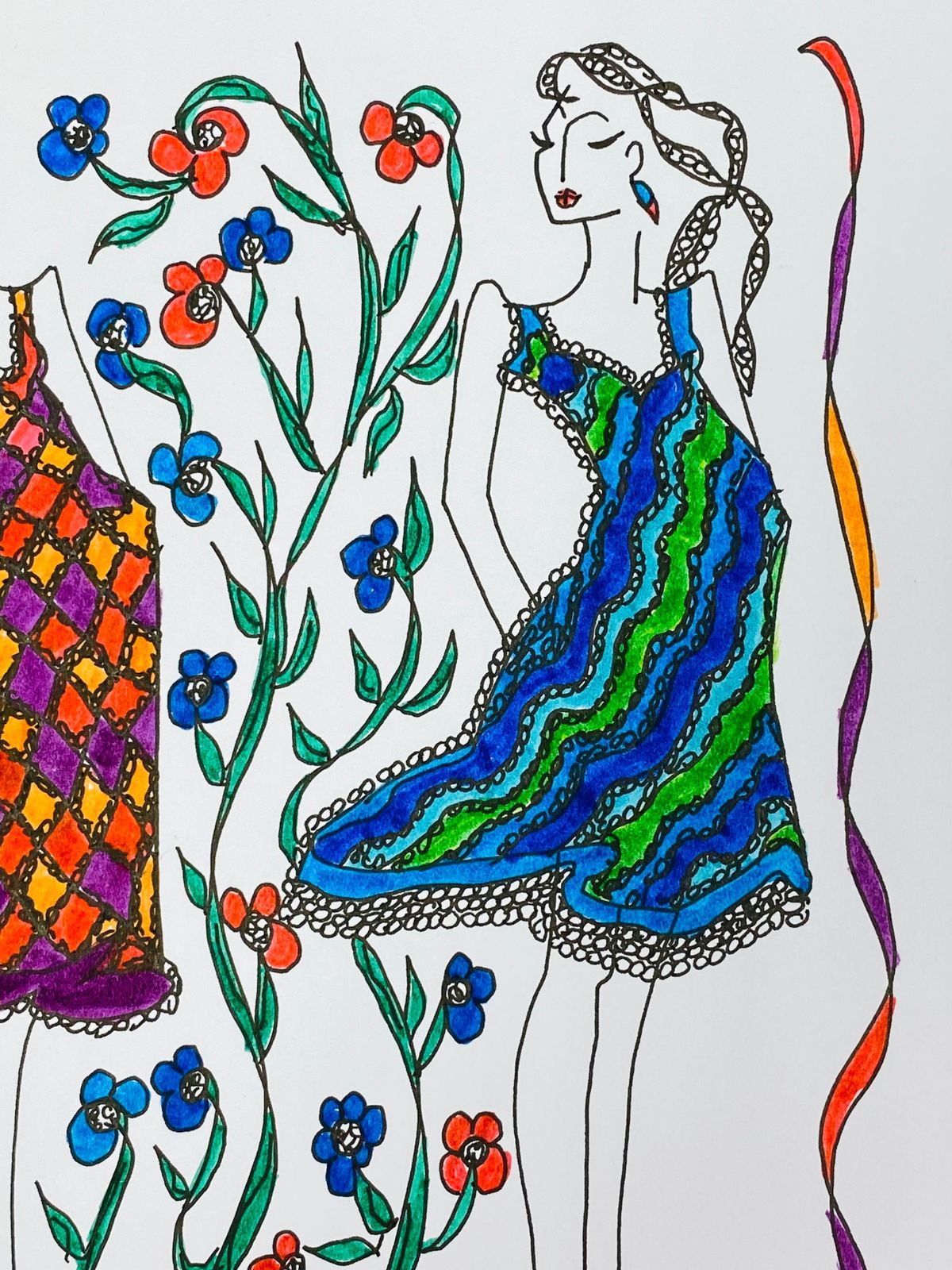 Unknownoriginal Fashion Design Illustration Watercolor Painting Laura Ashley Designercirca 2000s photo Art