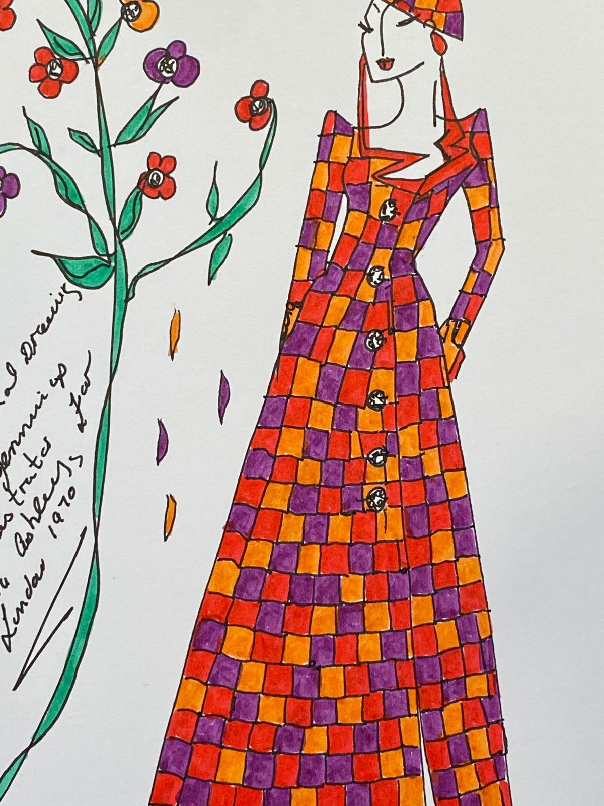 Unknownoriginal Fashion Design Illustration Watercolor Painting Laura Ashley Designercirca 2000s photo Art