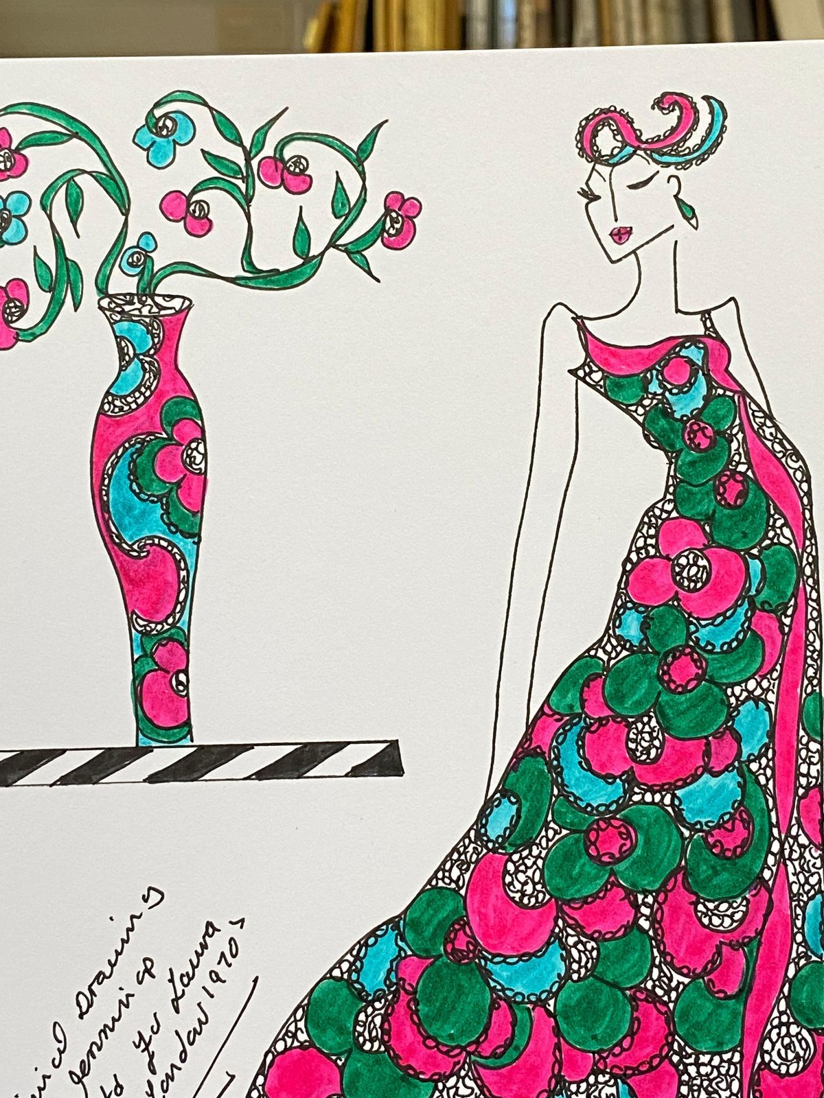 Unknownoriginal Fashion Design Illustration Watercolor Painting Laura Ashley Designercirca 2000s photo furniture