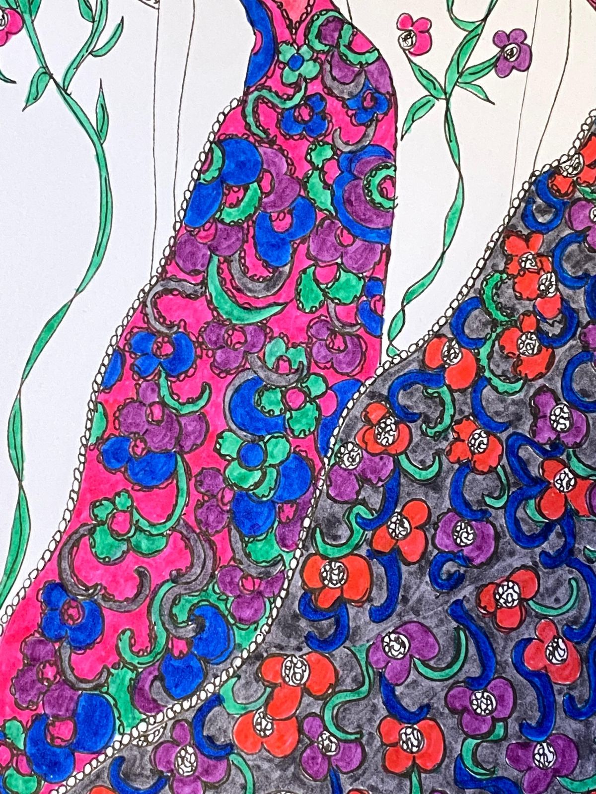 Unknownoriginal Fashion Design Illustration Watercolor Painting Laura Ashley Designercirca 2000s photo furniture