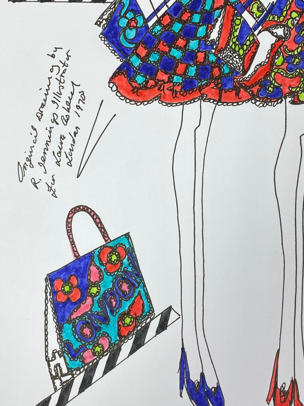 Unknownoriginal Fashion Design Illustration Watercolor Painting Laura Ashley Designercirca 2000s photo Art