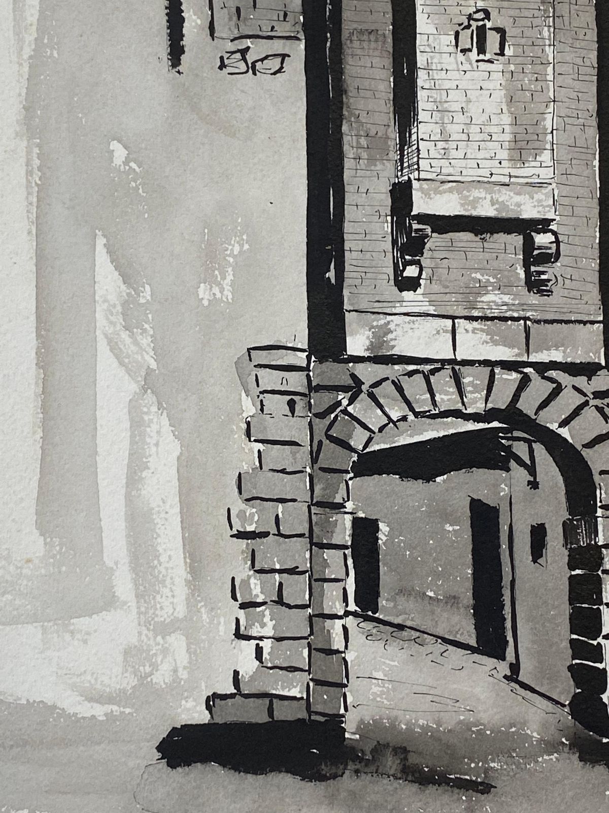 Unknown1950's French Modernist/ Cubist Painting Signed, Black & White French Archway1950s photo vinterior