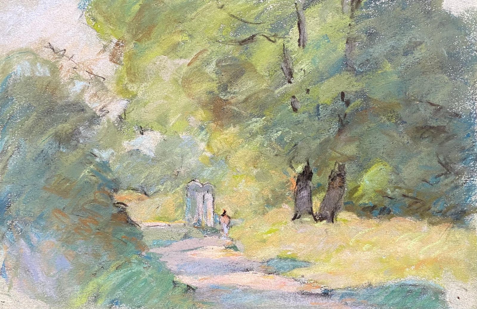 Unknowncamille Meriot, Pastel French Impressionist Sunlit Country Tranquil Lanecirca 1940s