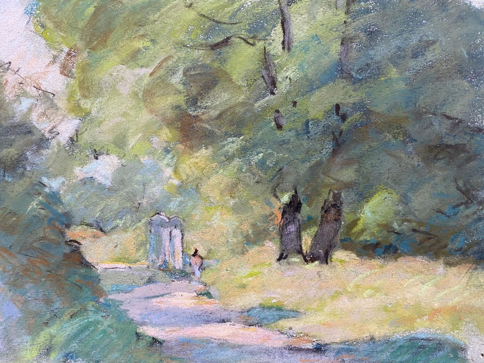Unknowncamille Meriot, Pastel French Impressionist Sunlit Country Tranquil Lanecirca 1940s photo furniture
