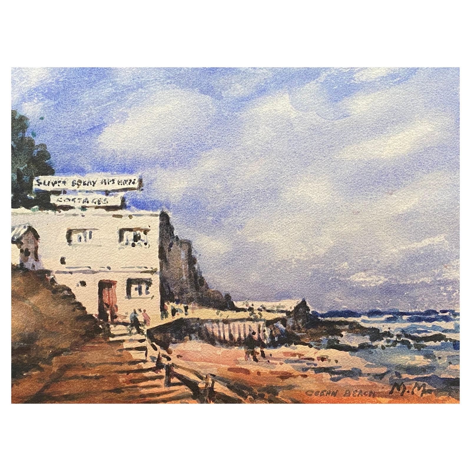 Unknownmaurice Mazeilie  French Impressionist Signed Watercolour   Ocean Beach20th Century