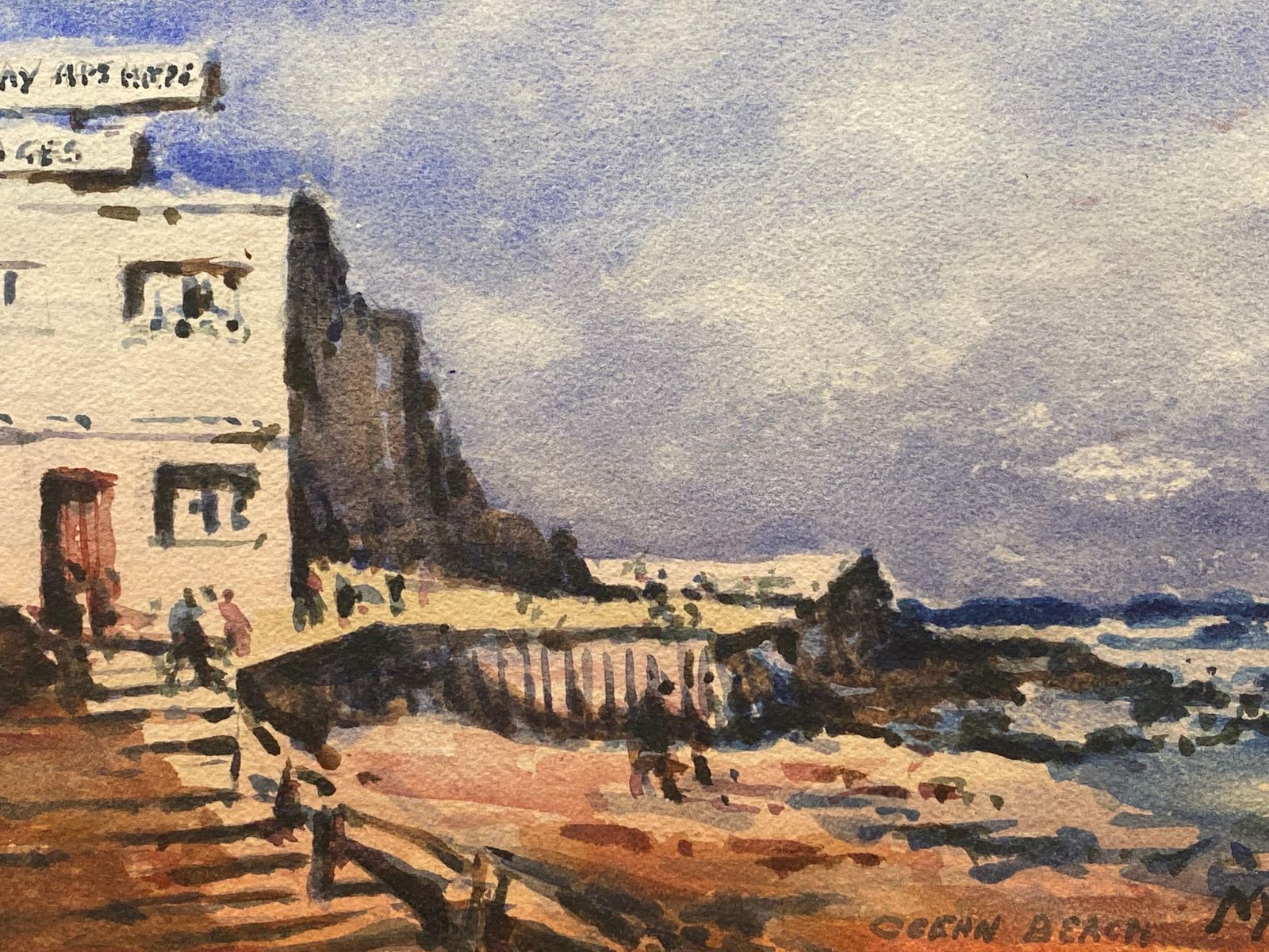 Unknownmaurice Mazeilie  French Impressionist Signed Watercolour   Ocean Beach20th Century photo 280.0