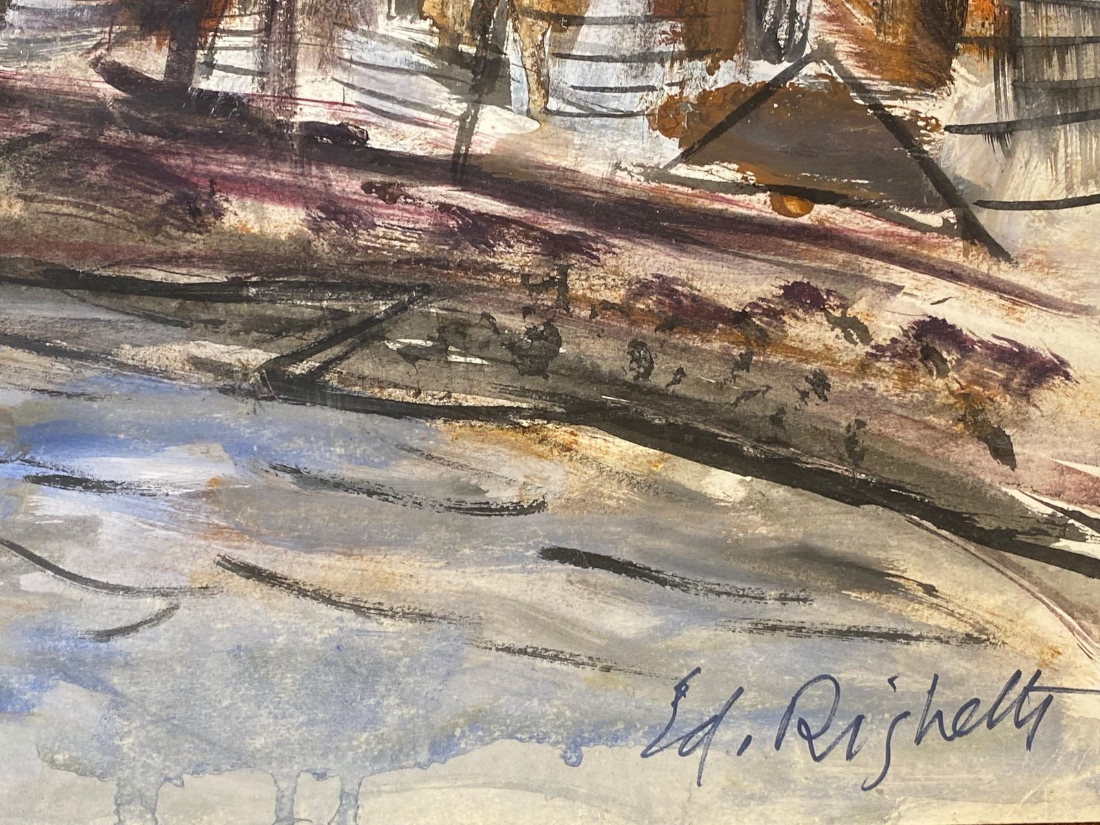 Unknownmid Century French Post Impressionist Painting   French Sea Landscape1950 photo for sale