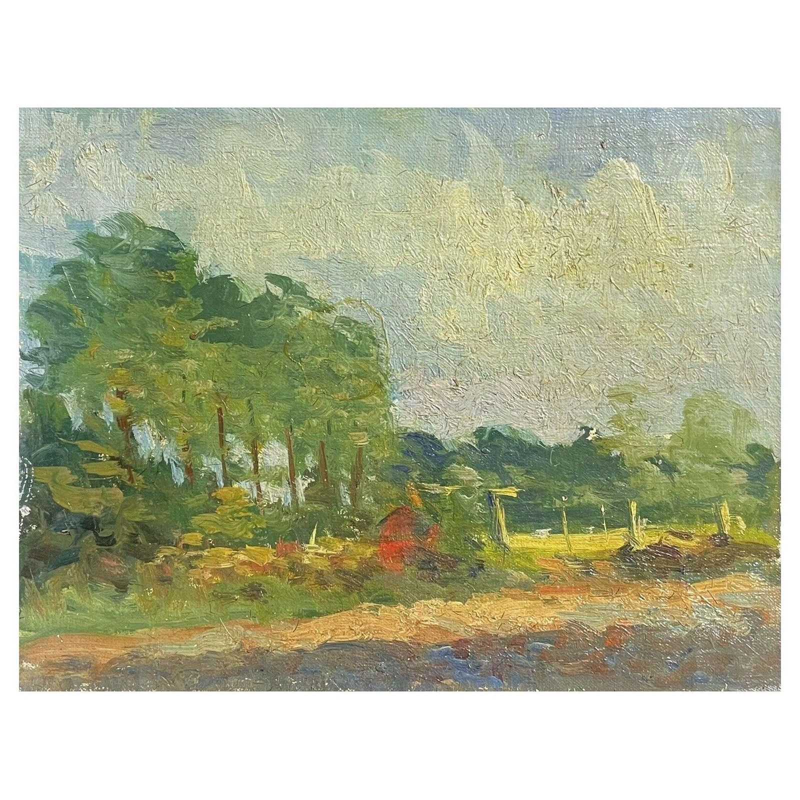 Unknownmaurice Mazeilie French Impressionist Oil  Golden Light Woodland Field