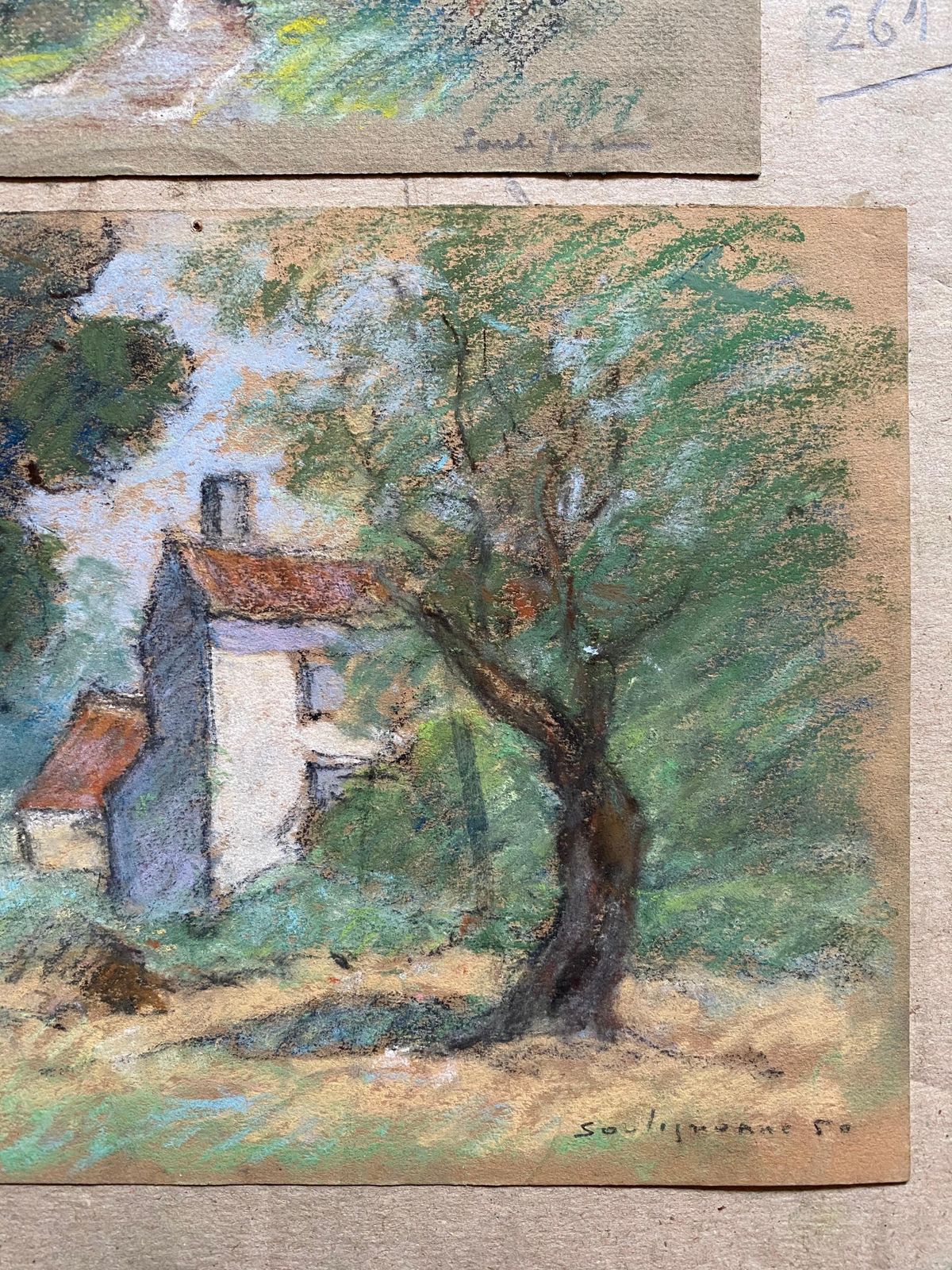 Unknowntwo Antique Pastel French Impressionist Paintings Sunlit Landscapescirca 1900s photo furniture