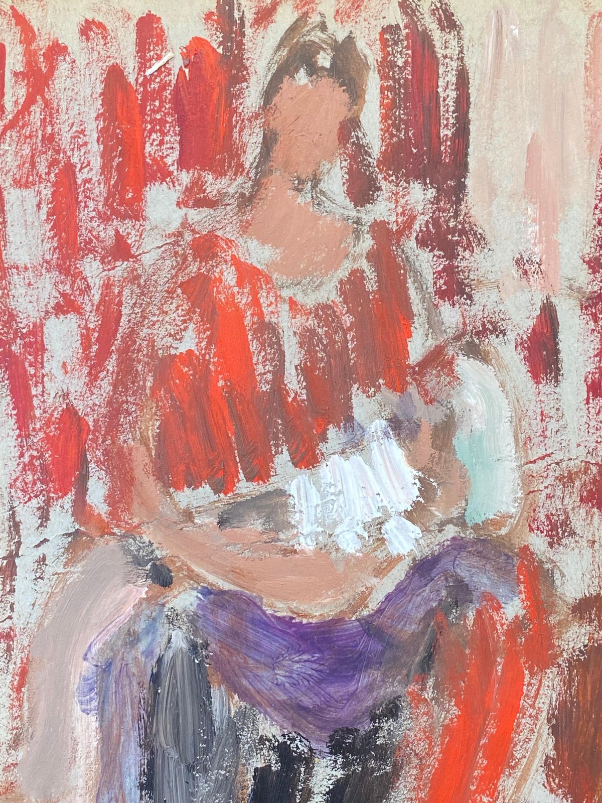 Unknown20th Century German Modernist Oil Painting, Mother & Childcirca 1940s photo furniture