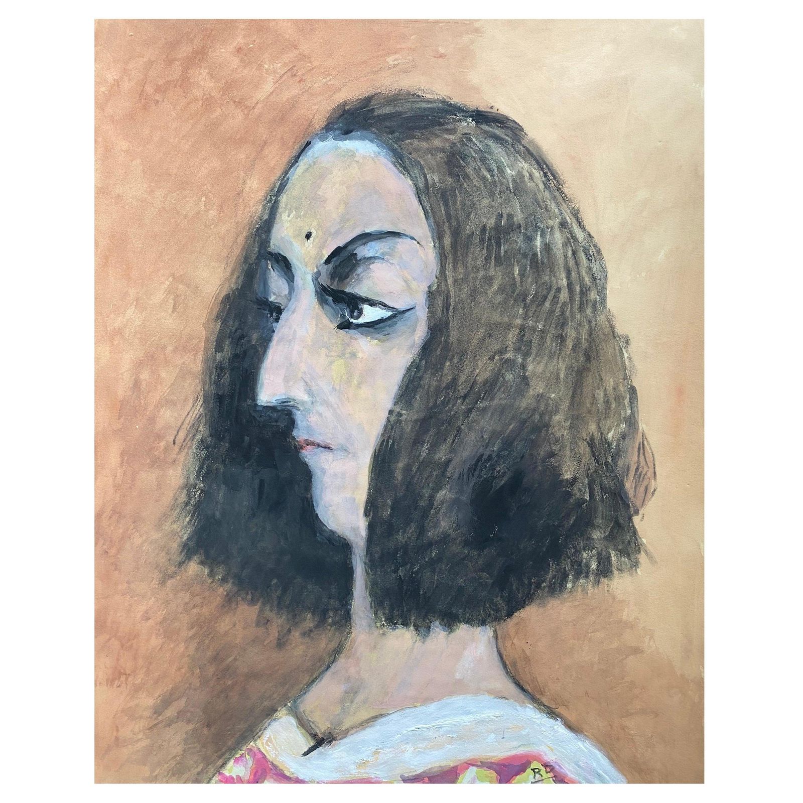 Unknown1960's French Portrait Brunette Stylish Lady Caricaturecirca 1960s