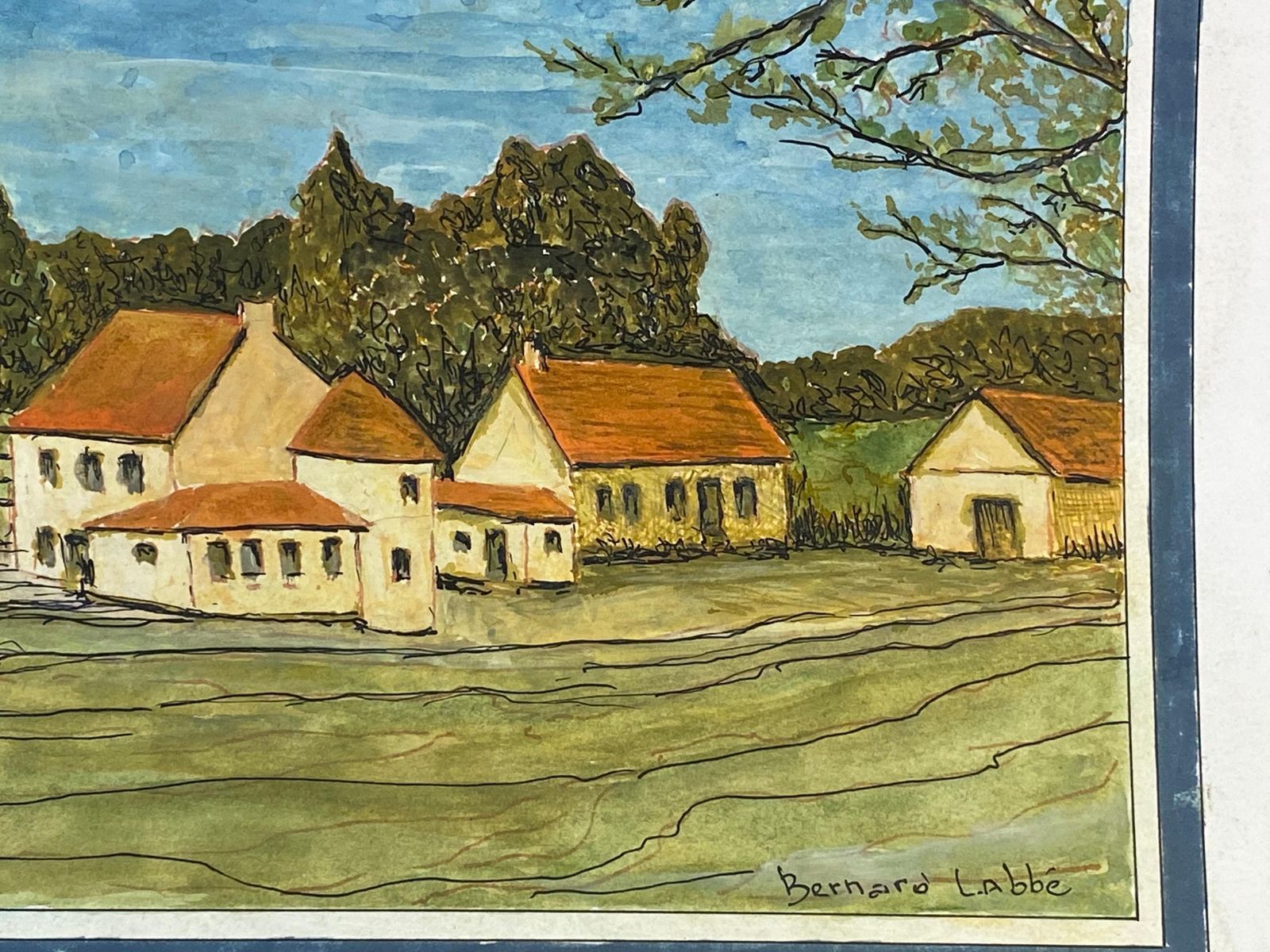 Unknown1950's French Modernist/ Cubist Signed Painting   French Landscape Of Houses1950 photo Art