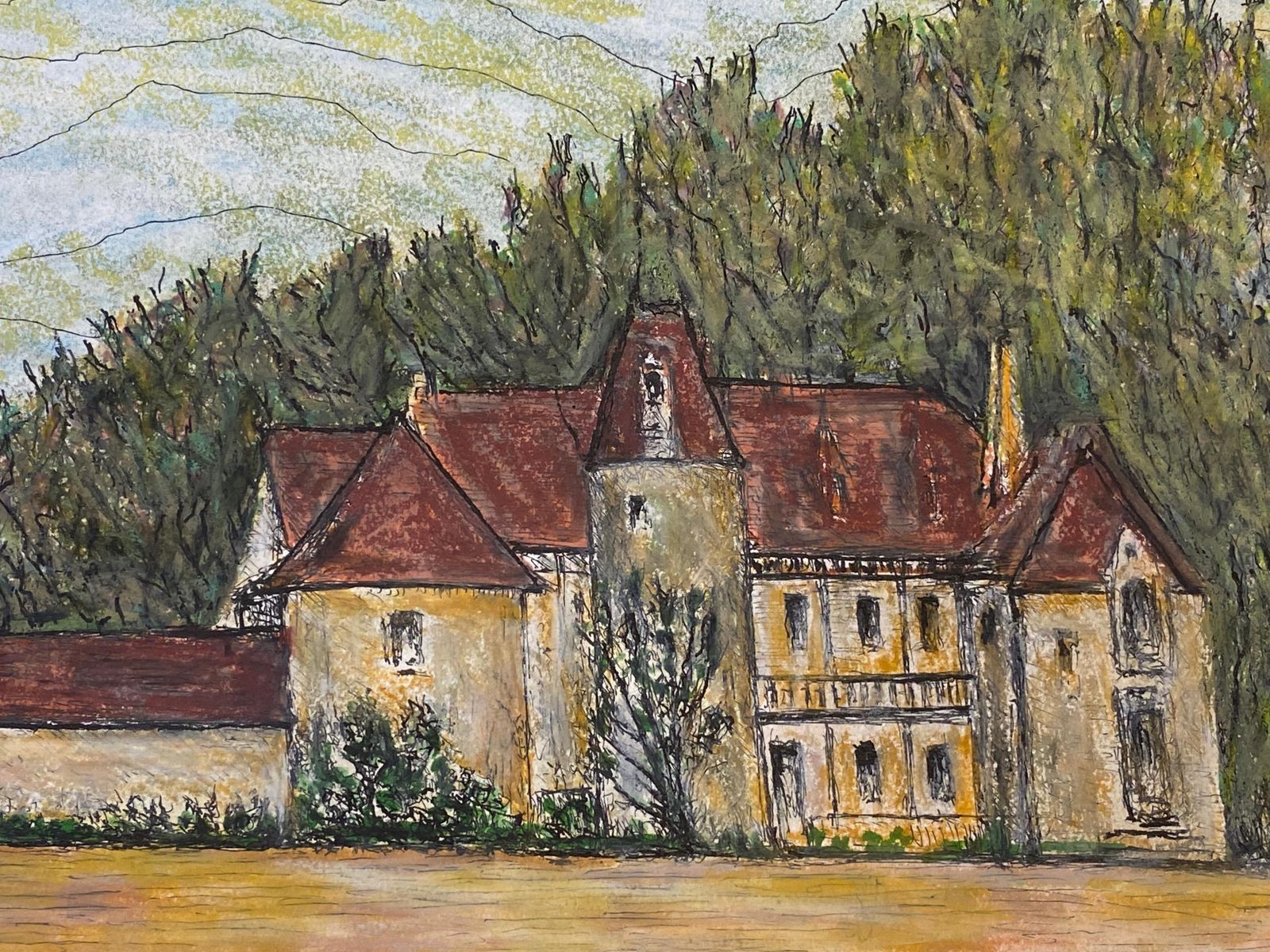 Unknown1950's French Modernist/ Cubist Painting Signed, French Chateau1950s photo vinterior