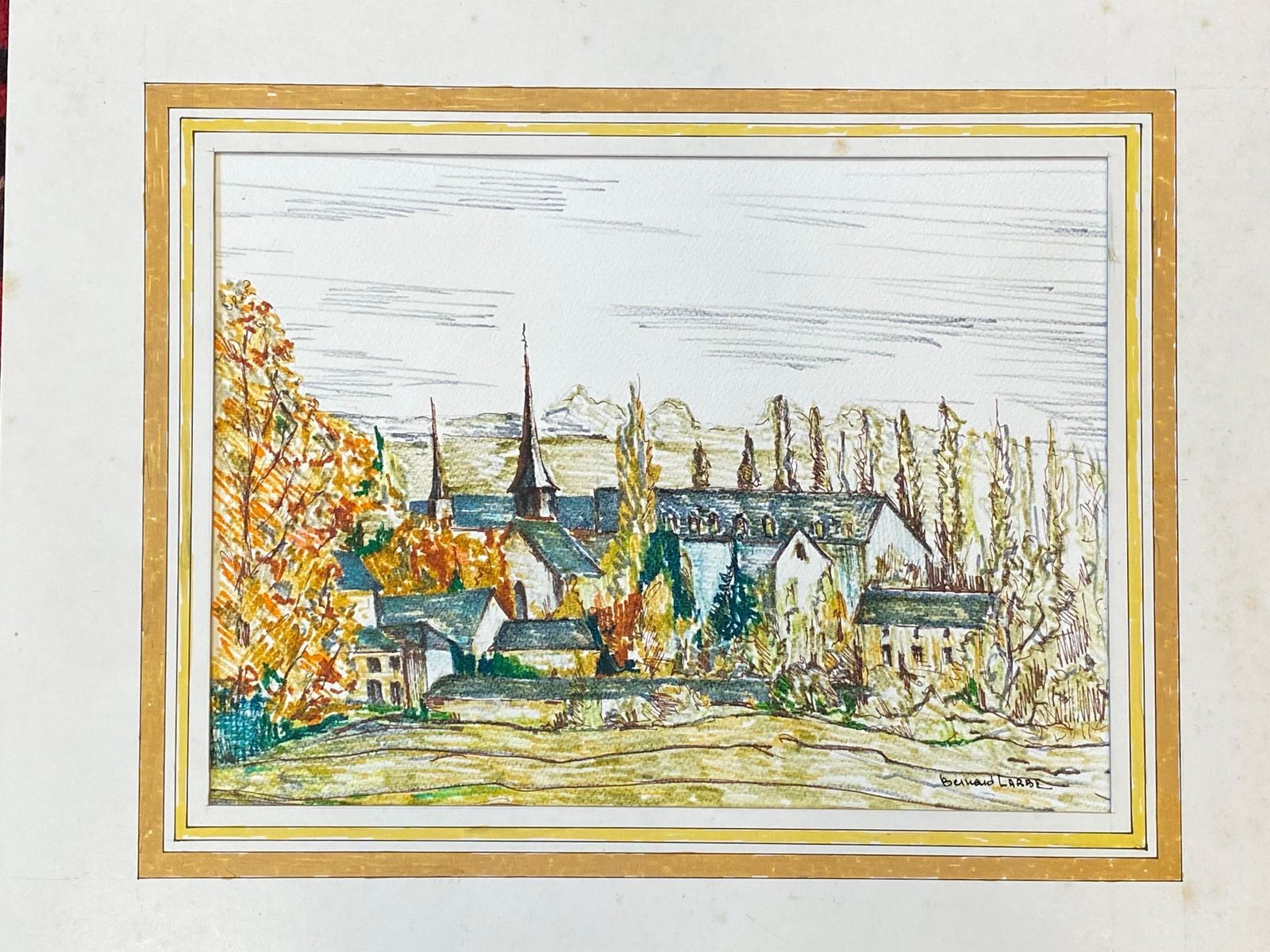 Unknown1950's French Modernist / Cubist Painting Signed, View Of Green French Village1950 photo furniture