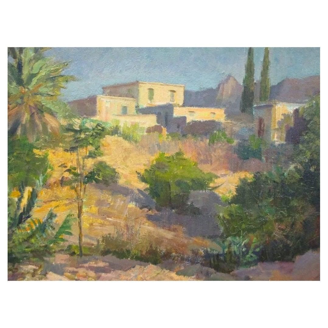 Unknownbeautiful Greek Landscape With Villa Oil Paintingmid 20th Century