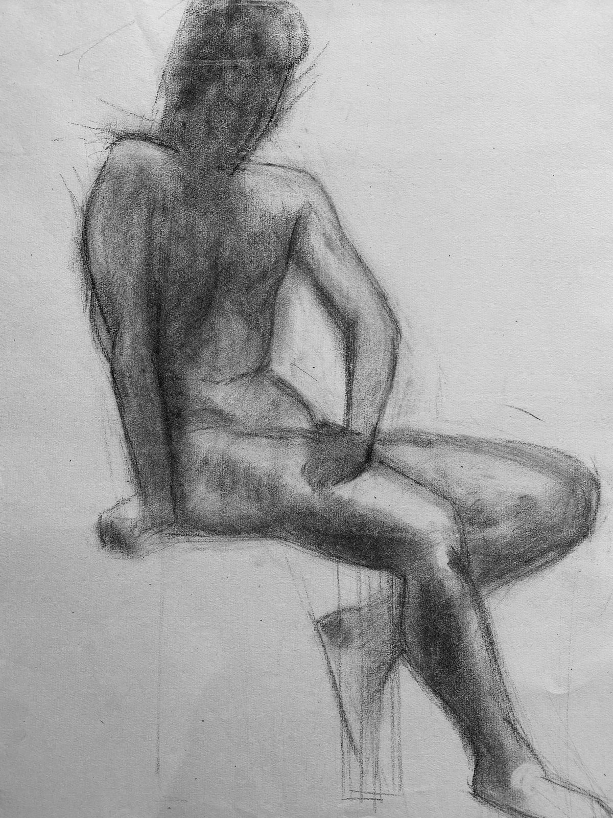 Unknownmid 20th Century, French, Charcoal Drawing, Portrait Of A Standing Nude Womencirca 1950s photo furniture