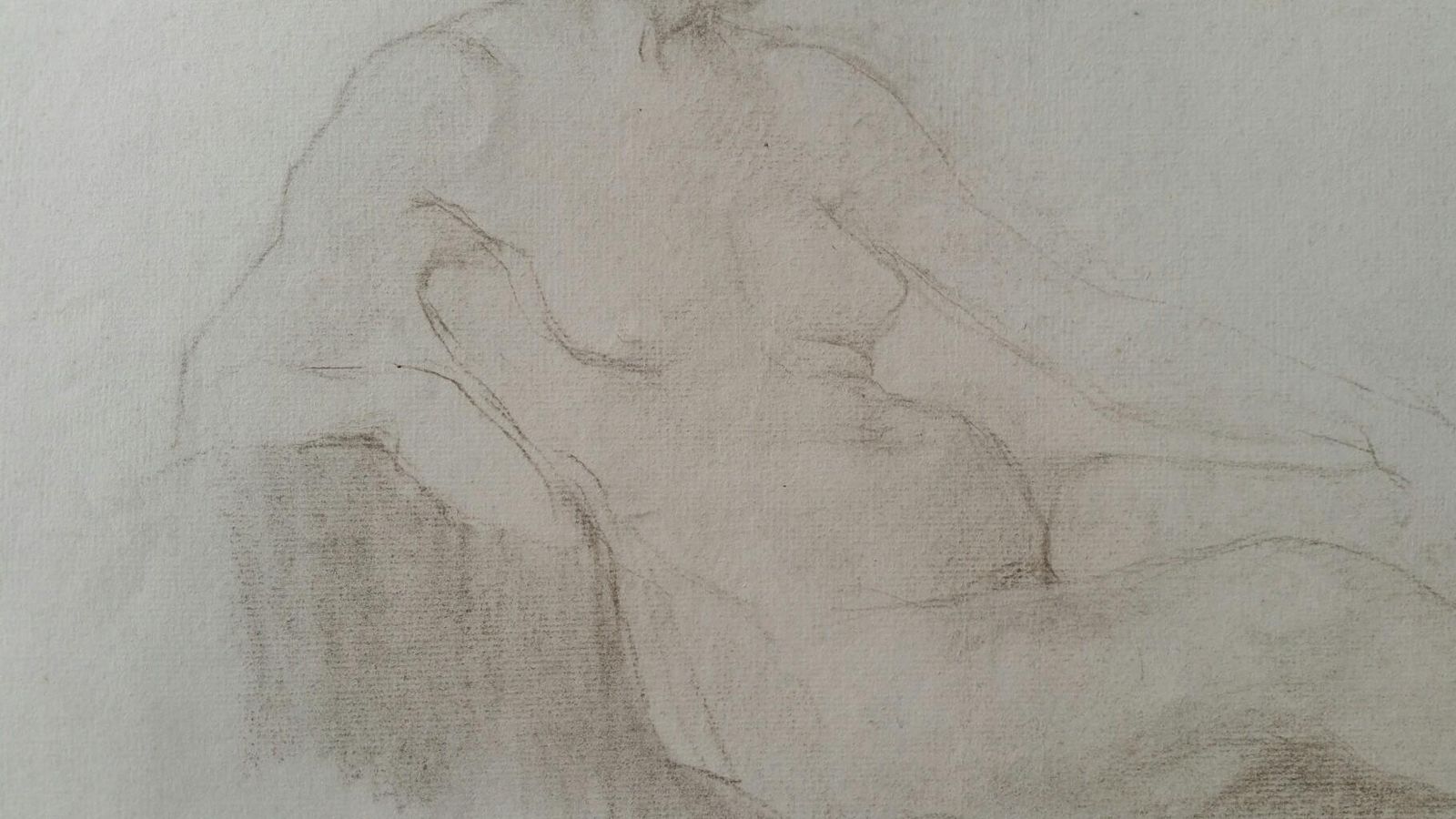 photo vintage Unknownenglish Antique Portrait Sketch Of Reclining Female Nude 'Double Sided'circa 1880 1905
