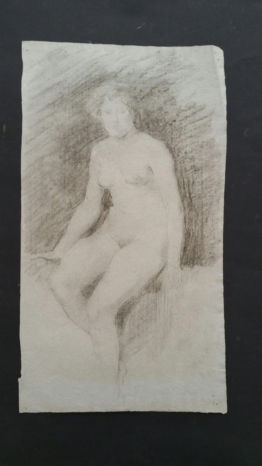 photo furniture Unknownenglish Graphite Portrait Sketch Of Female Nude, Seatedcirca 1880 1905