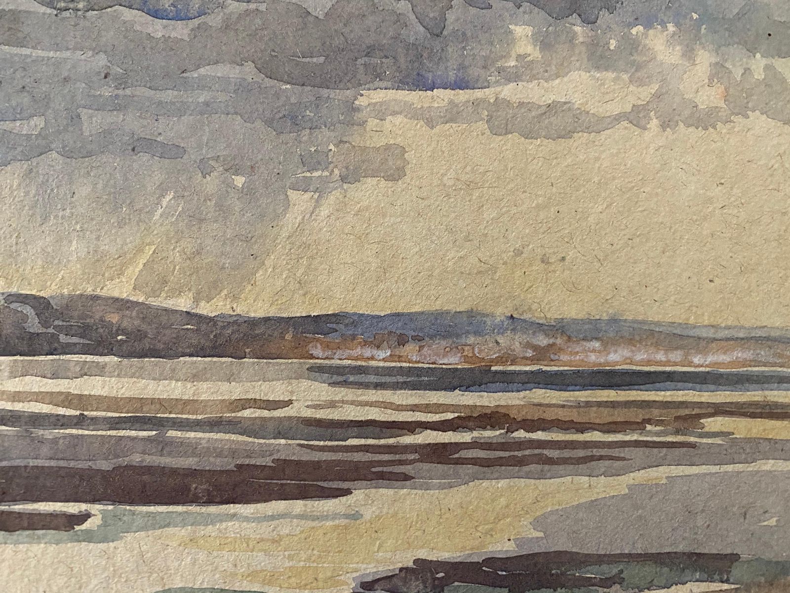 Unknown1900's English Impressionist Watercolor Painting Storm At The Beachcirca 1900s photo for sale