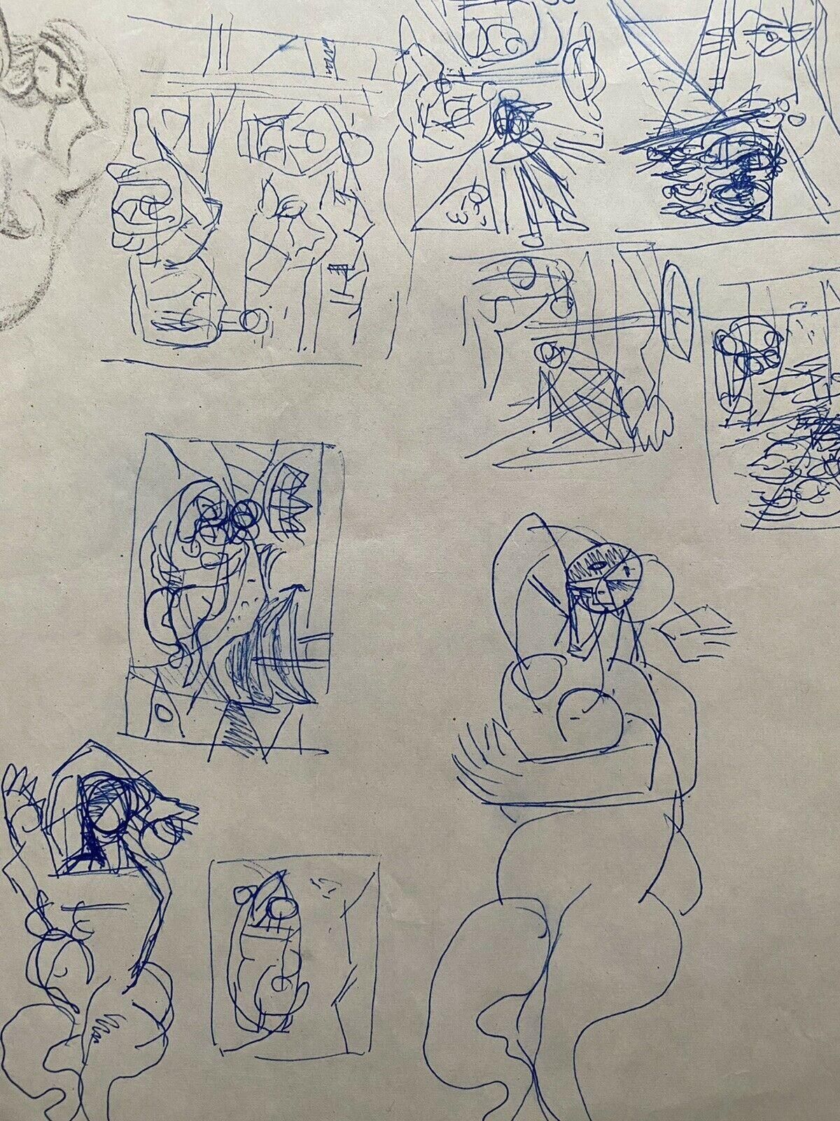 Unknowncarlos Carnero Original Ink Drawing, Figure Sketches Doodlesmid 20th Century photo furniture