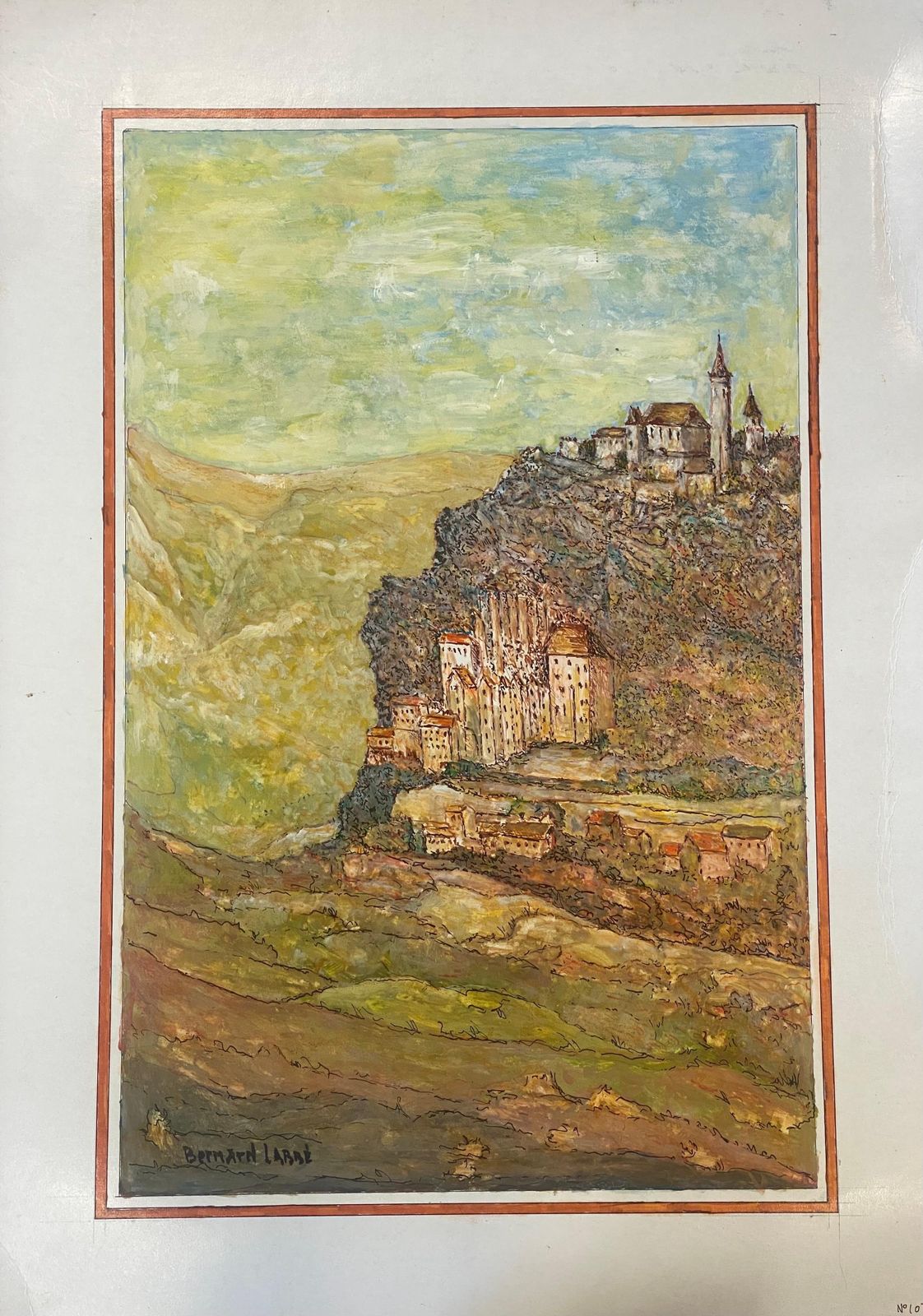 Unknown1950's French Modernist/ Cubist Painting Signed   View Of French Village1950 photo furniture