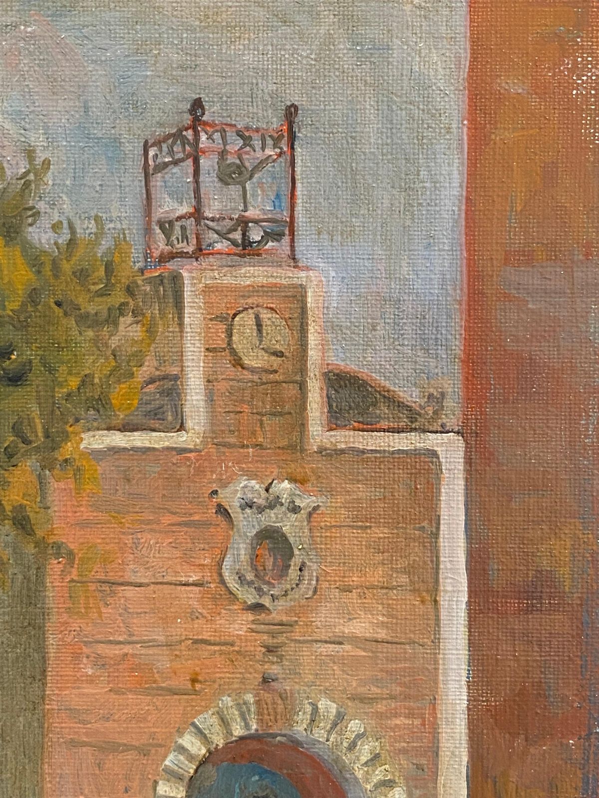 Unknown1950's French Modernist/ Cubist Painting Signed, French Clock Towermid 20th Century photo Art