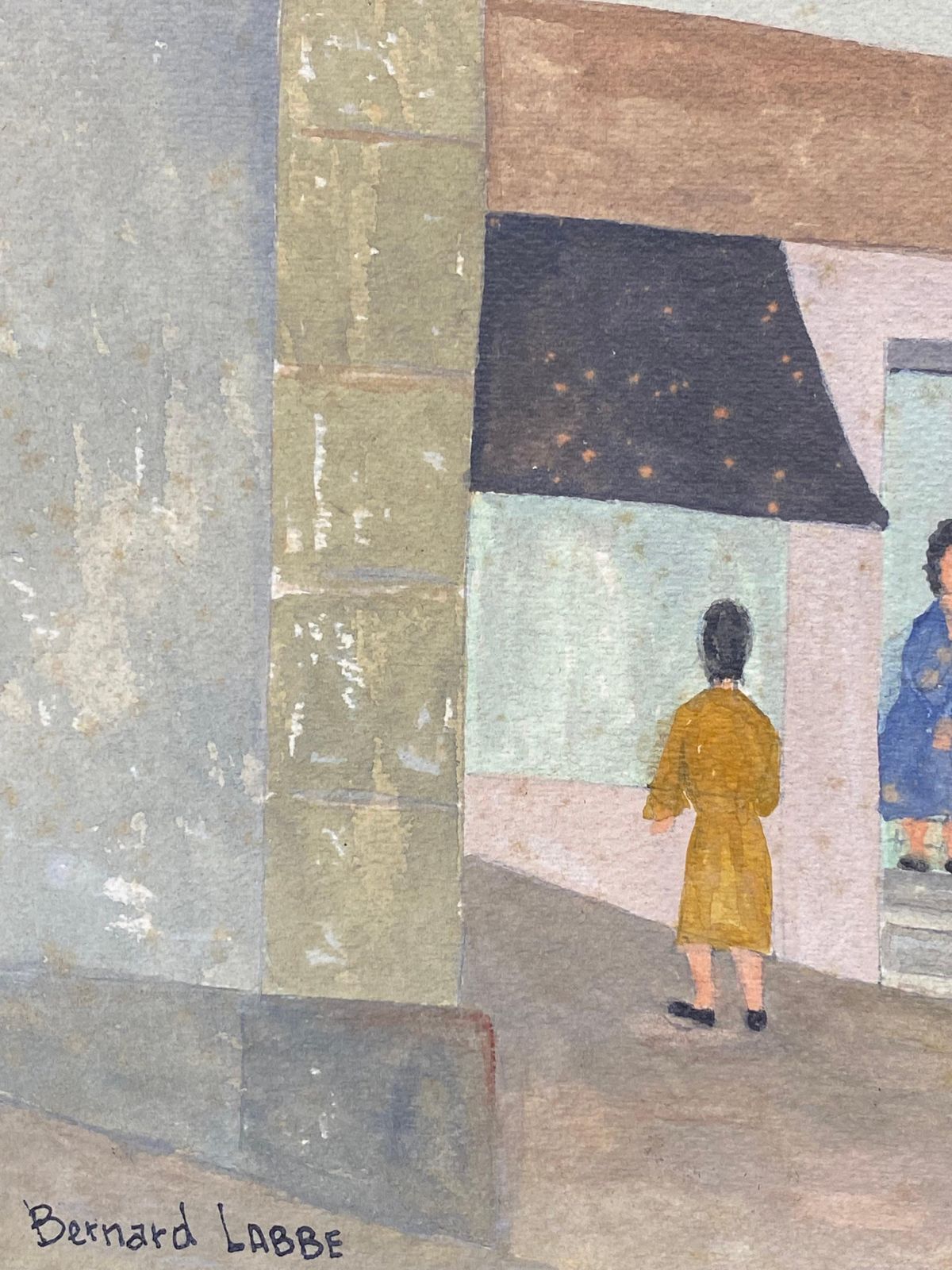 Unknown1950's Modernist Signed Painting, Figures In French Town1950s photo vinterior