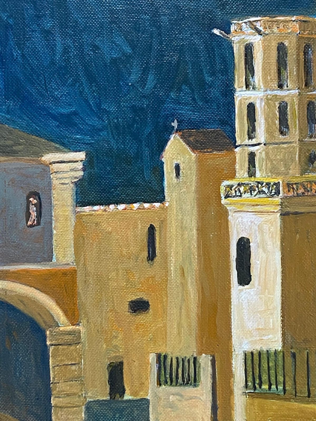 Unknown1950's French Modernist / Cubist Signed Painting, French Town1950 photo Art