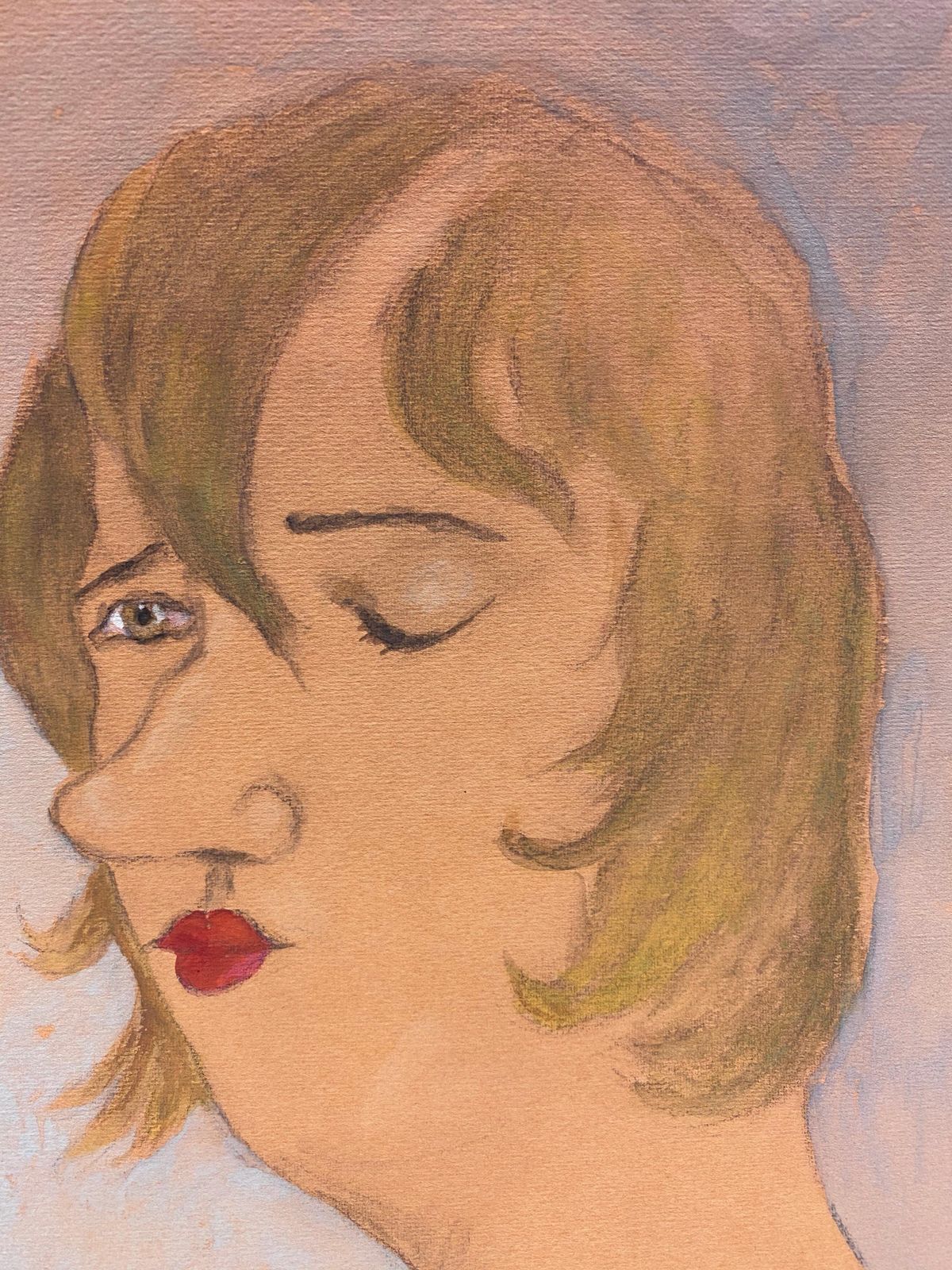 Unknown1960's French Portrait Lady With Closed Eye Caricaturecirca 1960s photo for sale